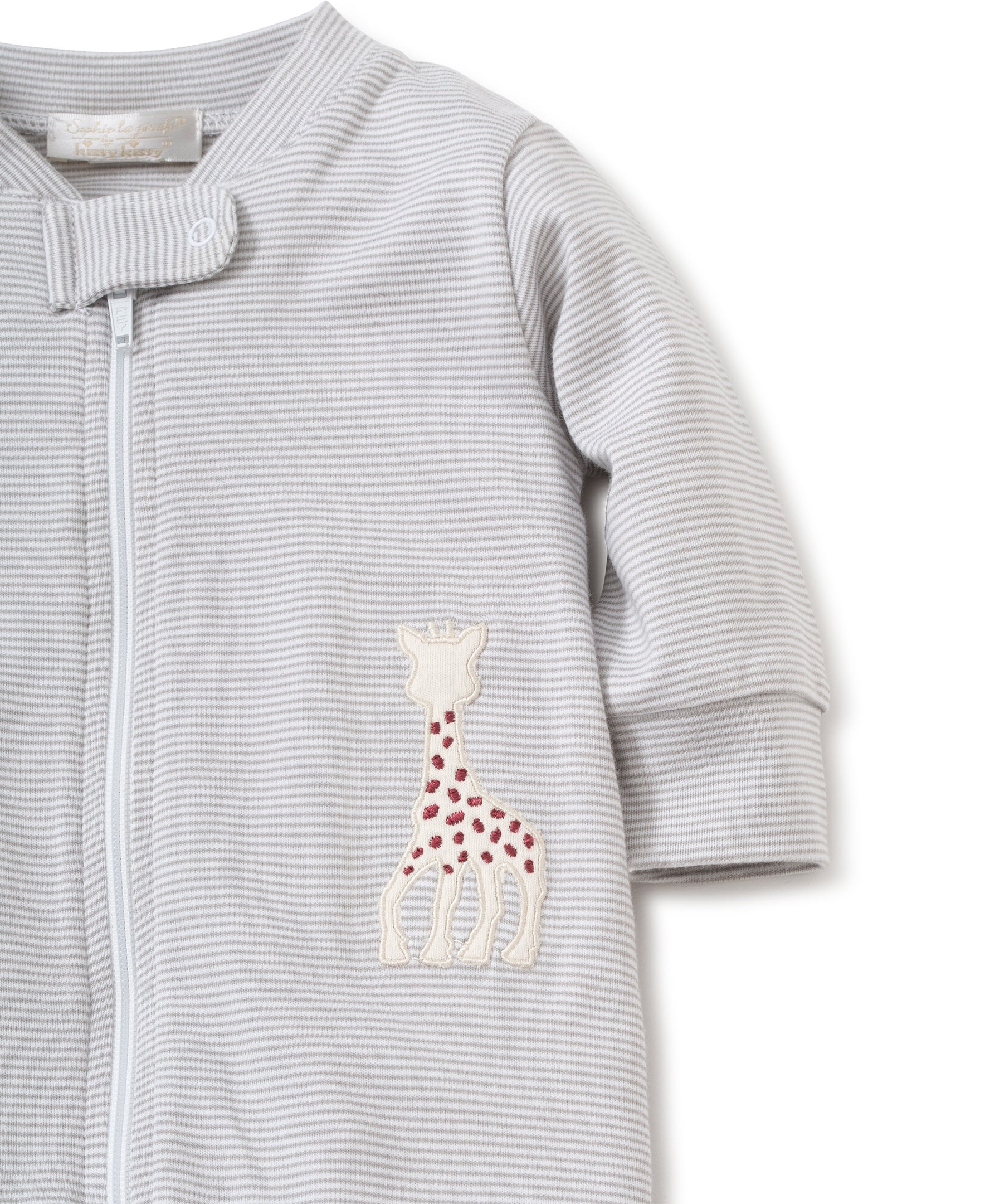 Gray Sophie Stripe Pajamas Zip Front Footie - Kissy Kissy