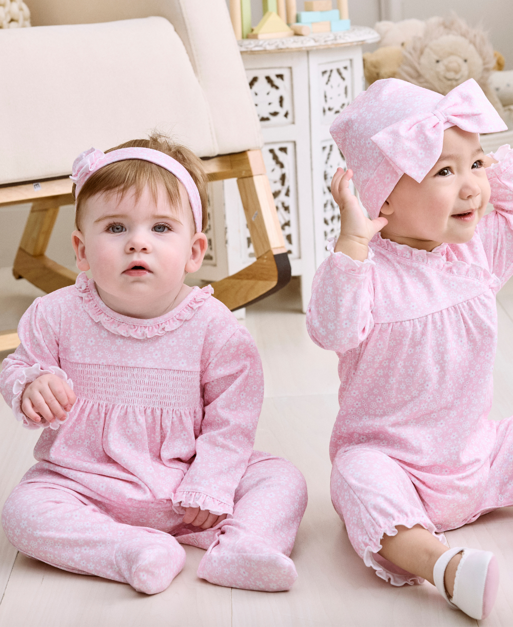 Fall in Bloom Pink Smocked Footie - Kissy Kissy