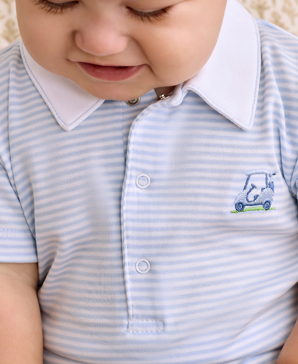 Golf Championship Blue Stripe Playsuit w/ Collar - Kissy Kissy