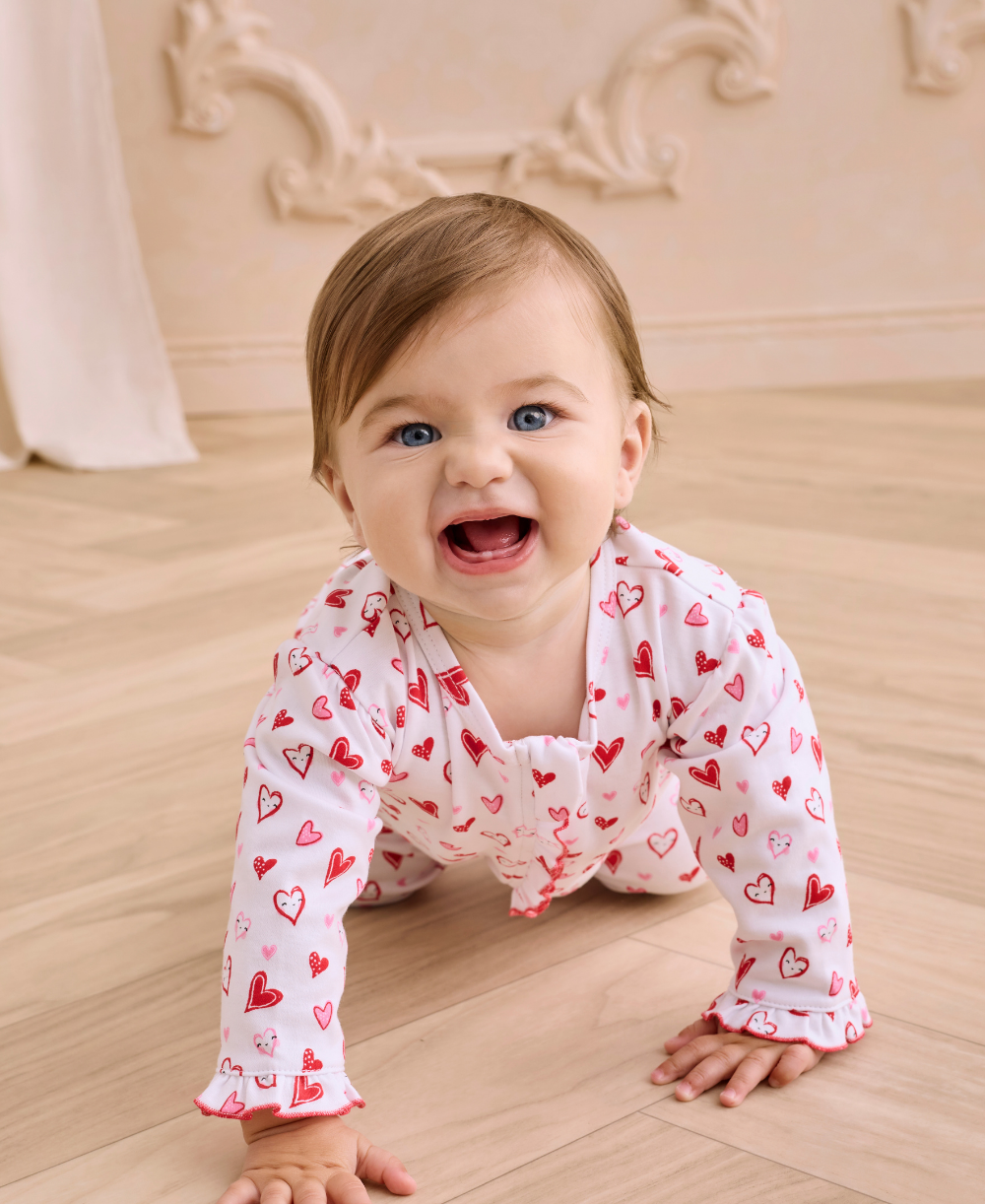 Hearts Galore Zip Footie - Kissy Kissy