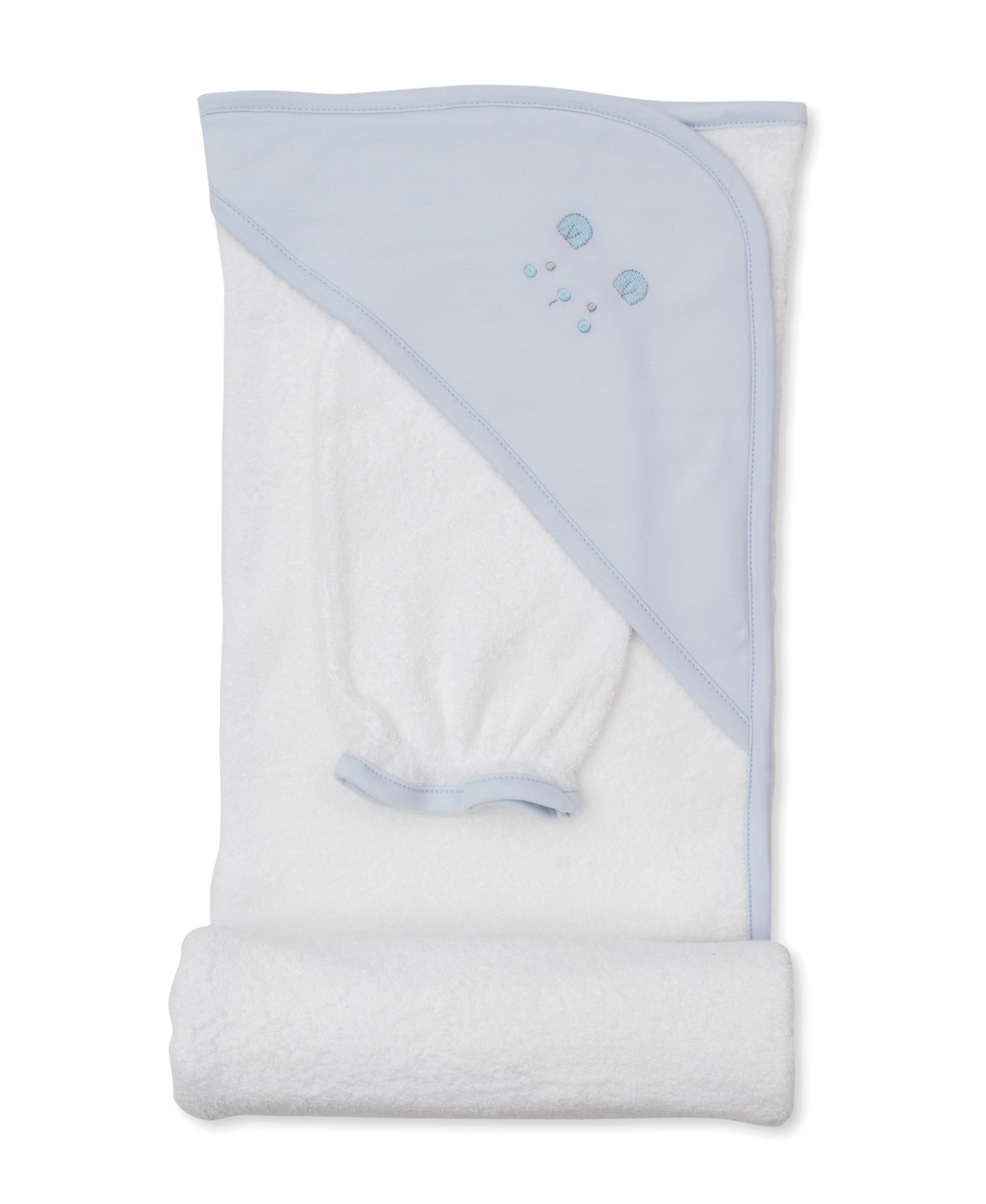 Teddy Bear Time Blue Hooded Towel & Mitt Set - Kissy Kissy