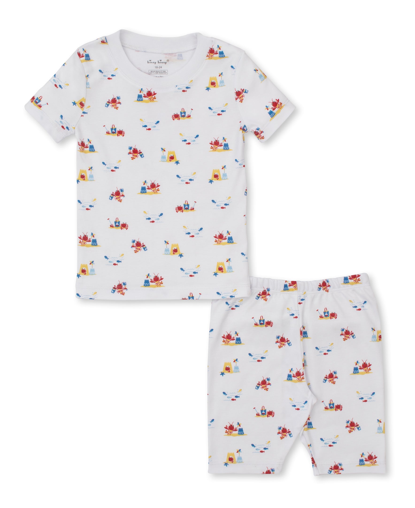 Lobsters Sandy Smiles Blue Short Pajama Set - Kissy Kissy