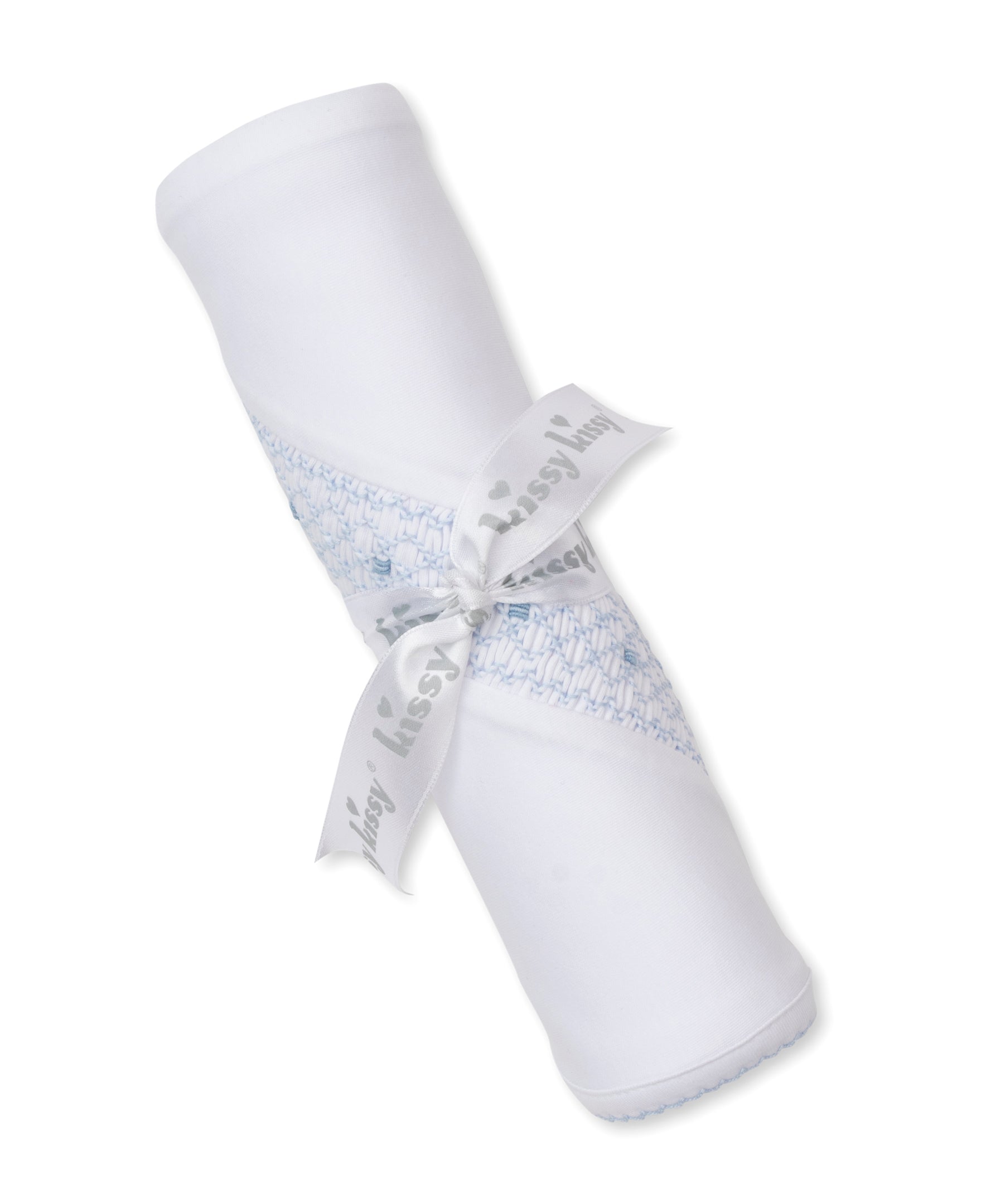 CLB Fall 25 White/Blue Hand Smocked Blanket - Kissy Kissy