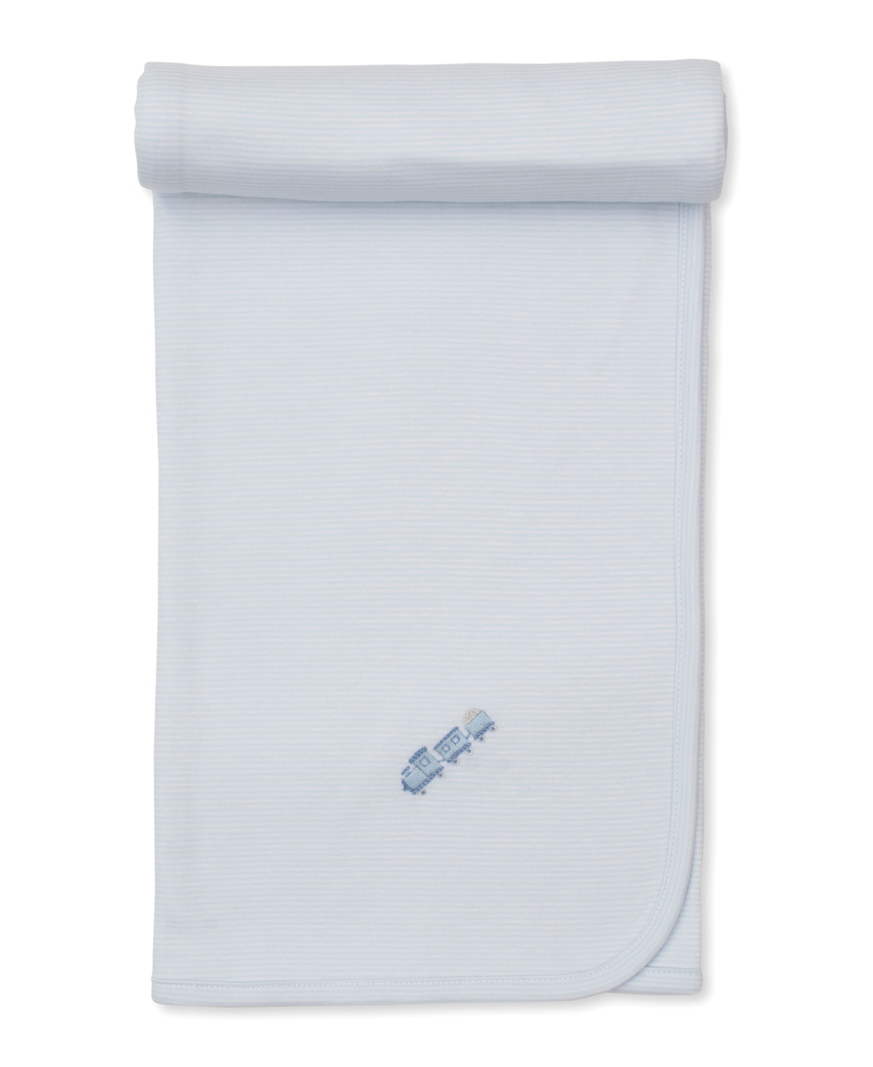 CLB Fall Medley 25 Blue Stripe Hand Emb Blanket - Kissy Kissy