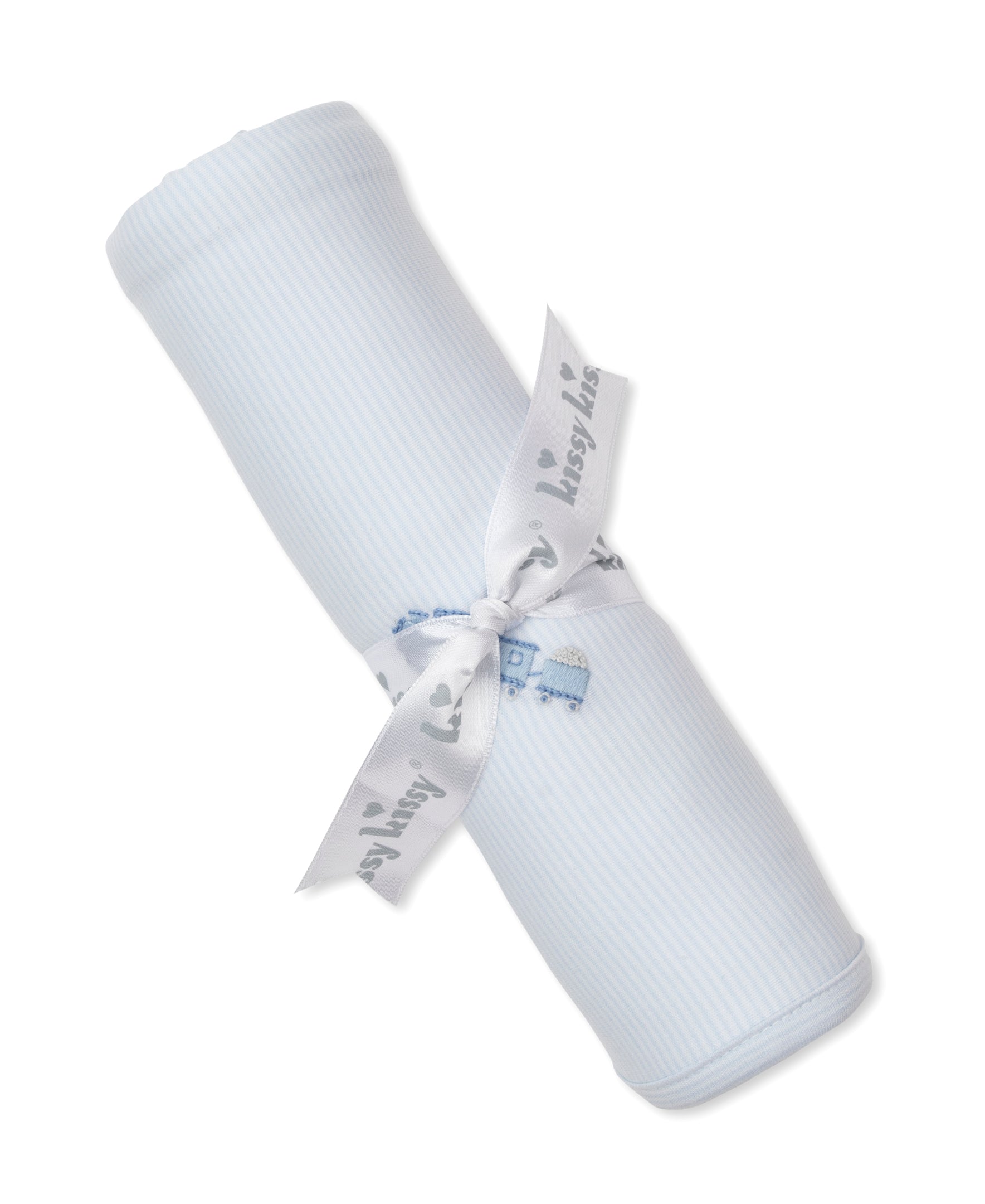 CLB Fall Medley 25 Blue Stripe Hand Emb Blanket - Kissy Kissy