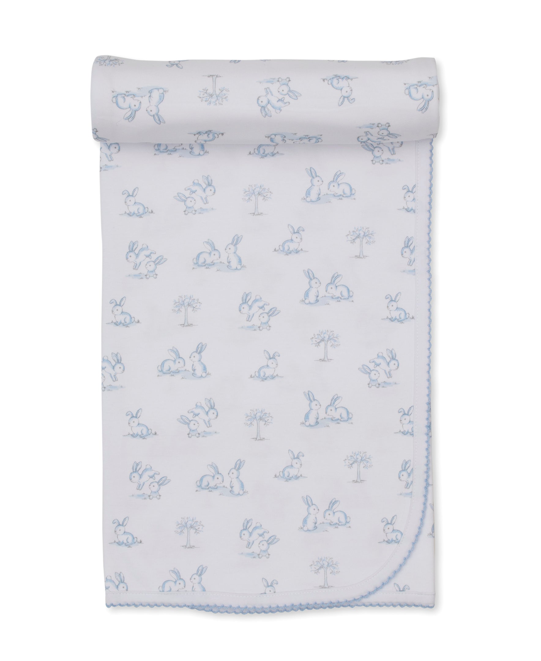 Springtime Bunny Fun Blue Blanket - Kissy Kissy
