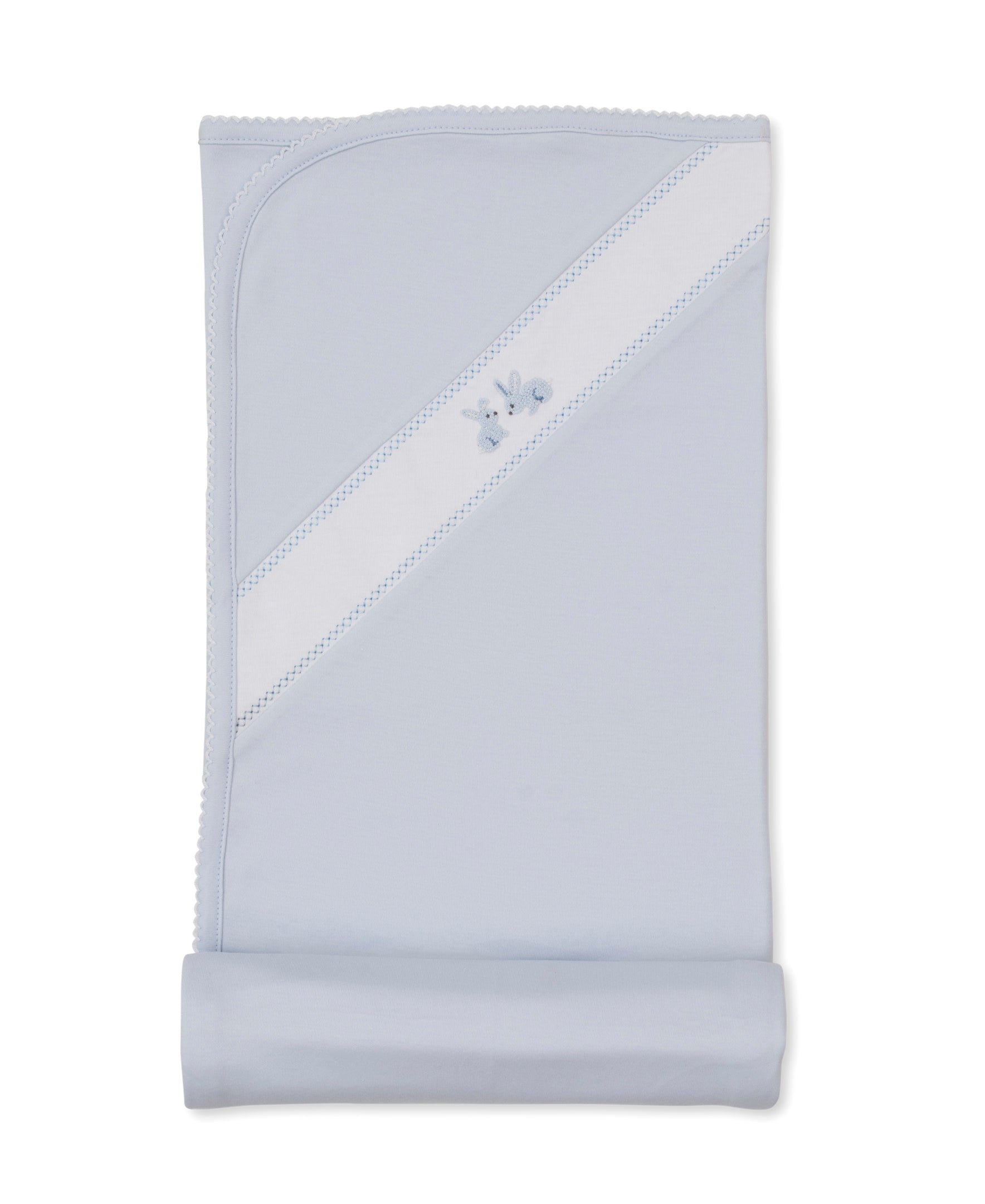 Premier Springtime Bunny Fun Blue Hand Emb. Blanket - Kissy Kissy