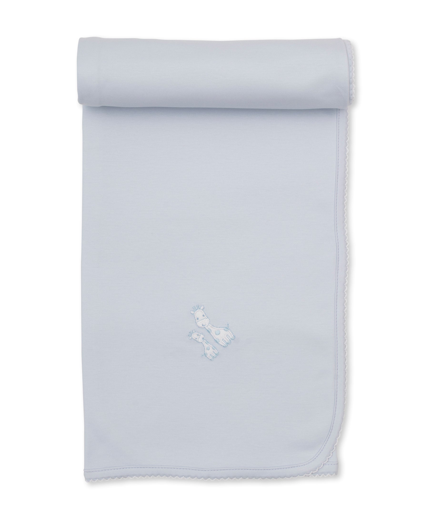 Giraffe Laughs Blue Blanket - Kissy Kissy