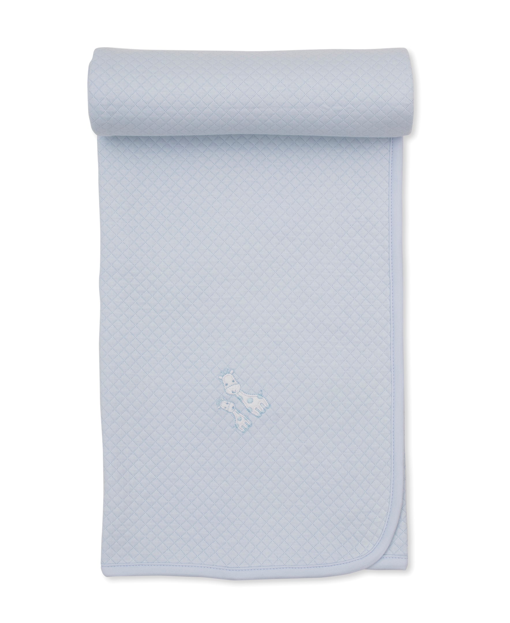 Giraffe Laughs Blue Jacquard Blanket - Kissy Kissy