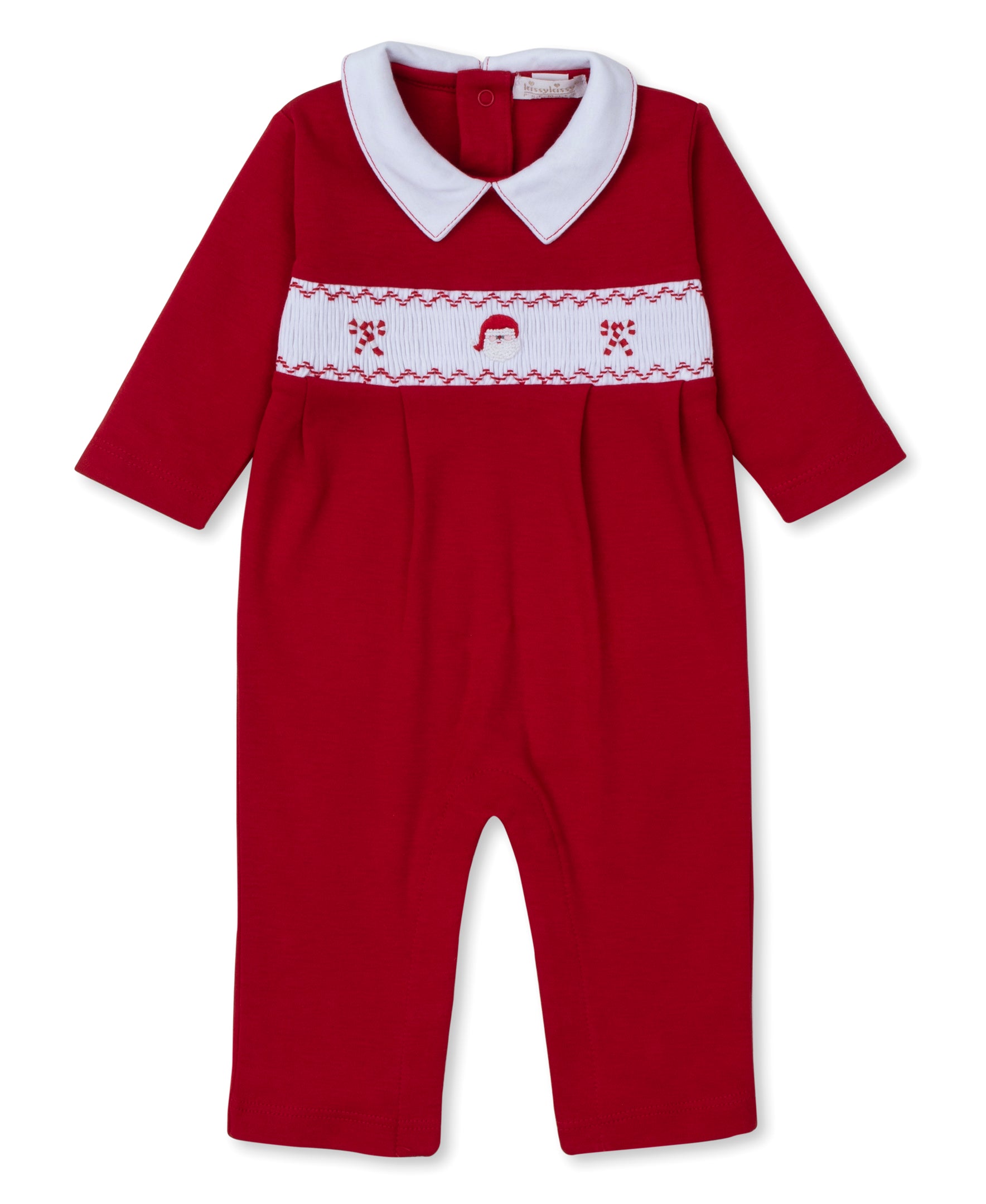 CLB Holiday Medley 26 Hand Emb. Santa Playsuit - Kissy Kissy