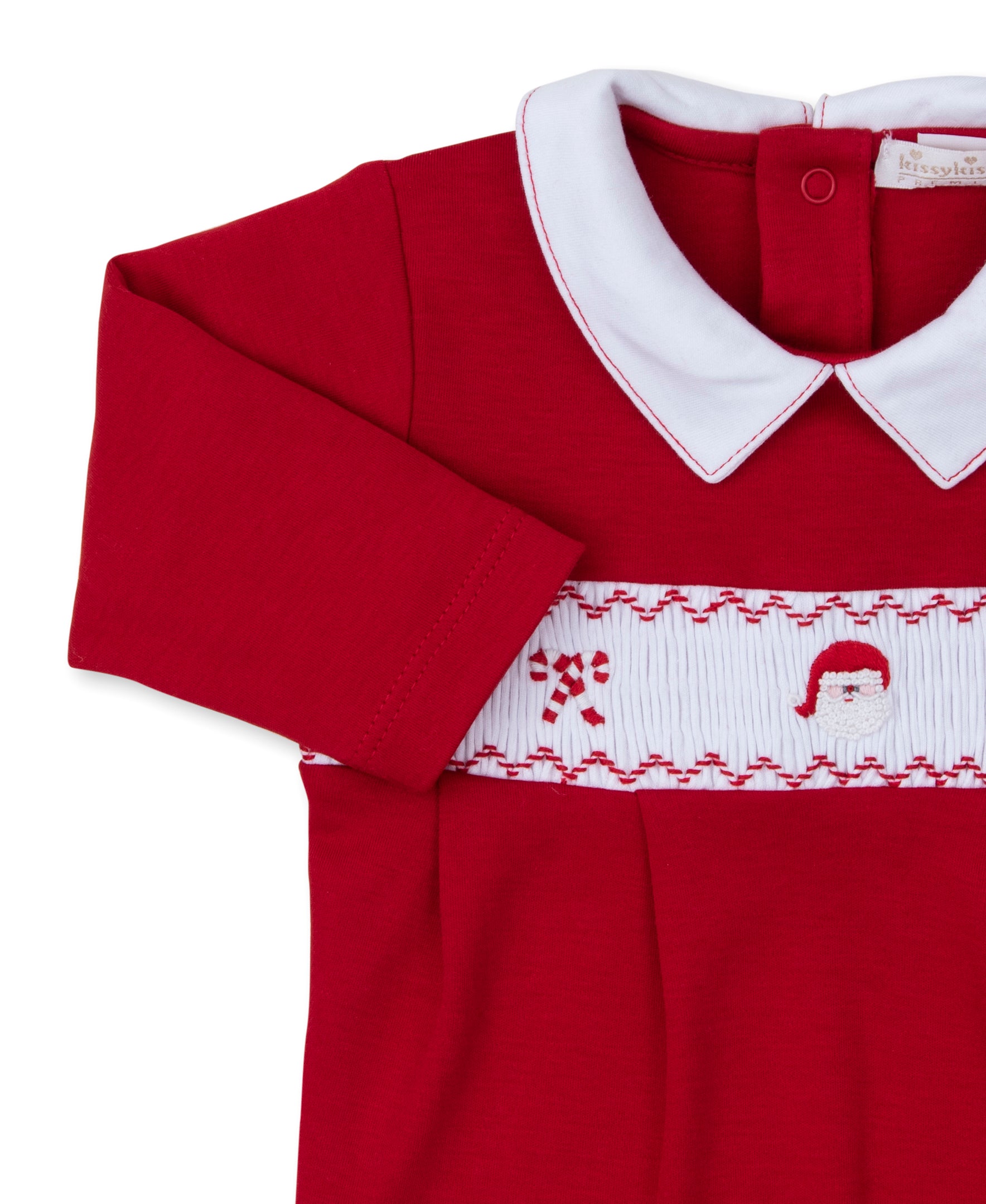 CLB Holiday Medley 26 Hand Emb. Santa Playsuit - Kissy Kissy