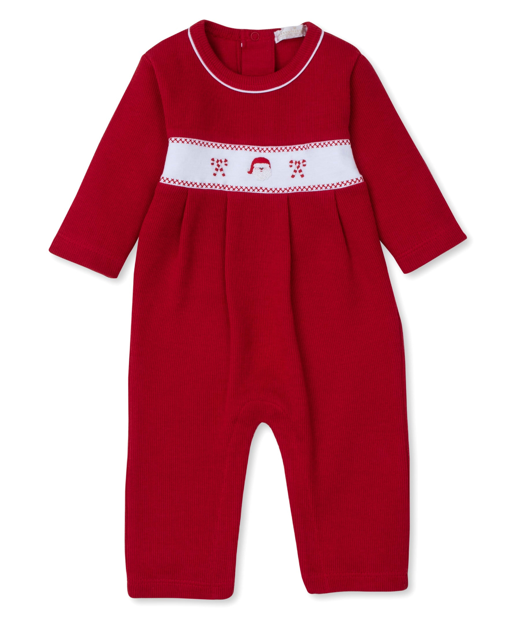 CLB Holiday Medley 26 Hand Emb. Santa Playsuit - Kissy Kissy