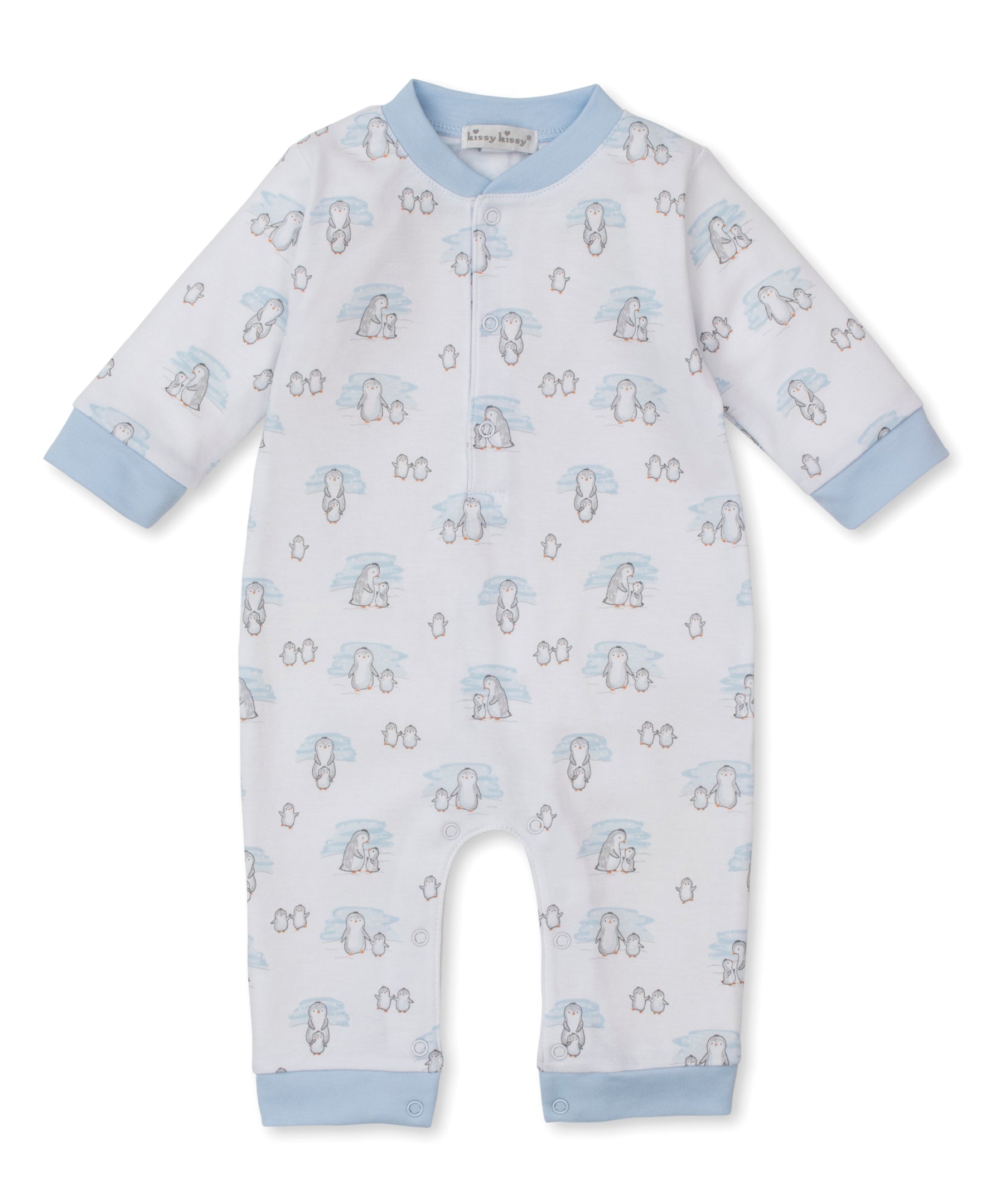 Snow Happy Penguins Blue Playsuit - Kissy Kissy