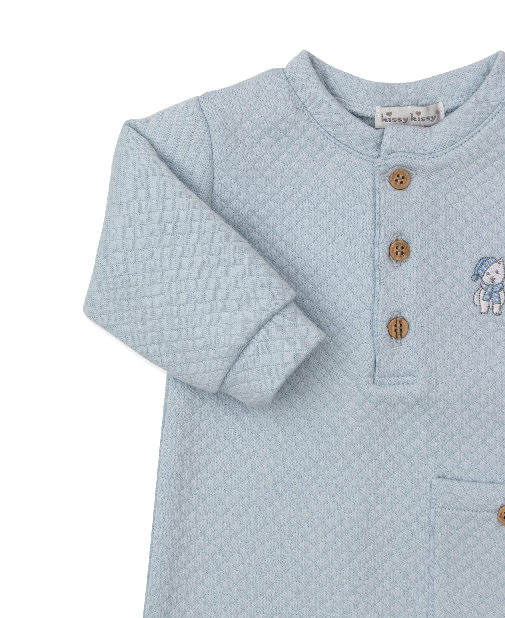 Pack of Pups Blue Jacquard Playsuit - Kissy Kissy