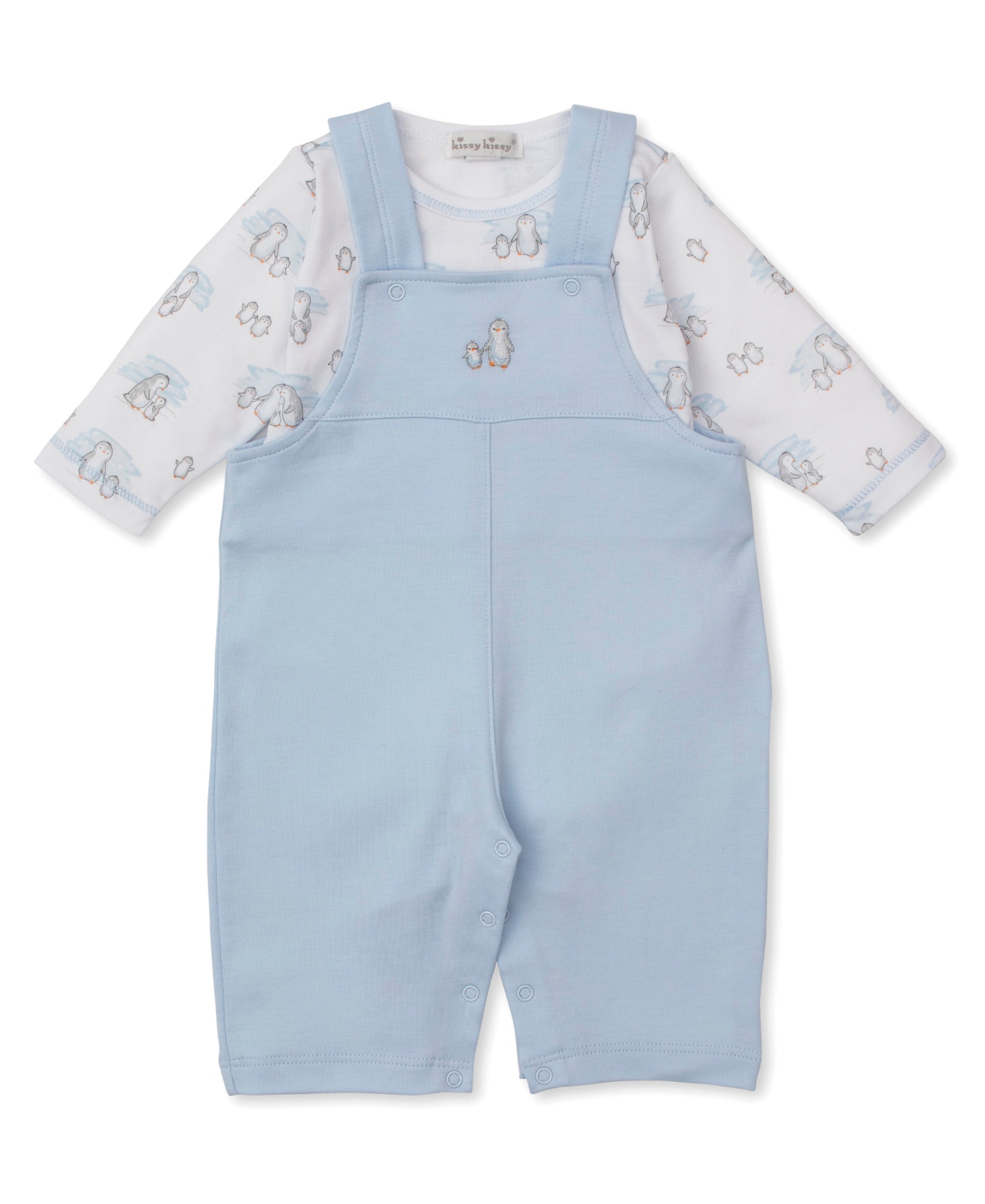 Snow Happy Penguins Blue Overall Set - Kissy Kissy