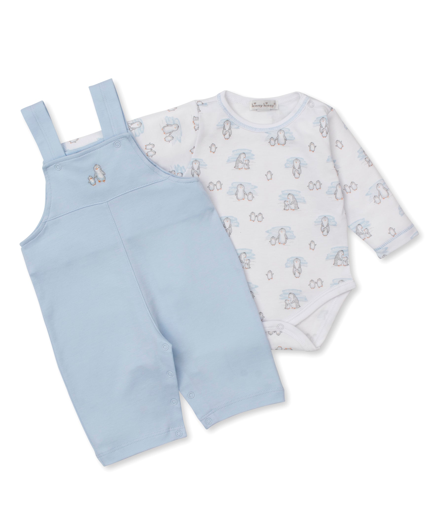 Snow Happy Penguins Blue Overall Set - Kissy Kissy
