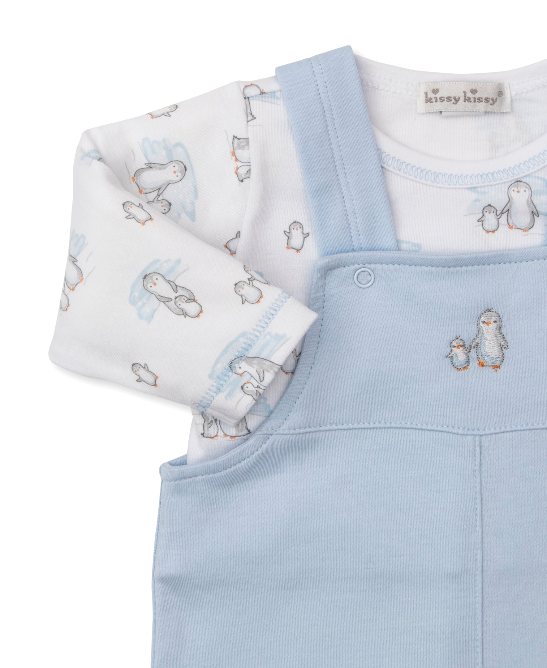 Snow Happy Penguins Blue Overall Set - Kissy Kissy