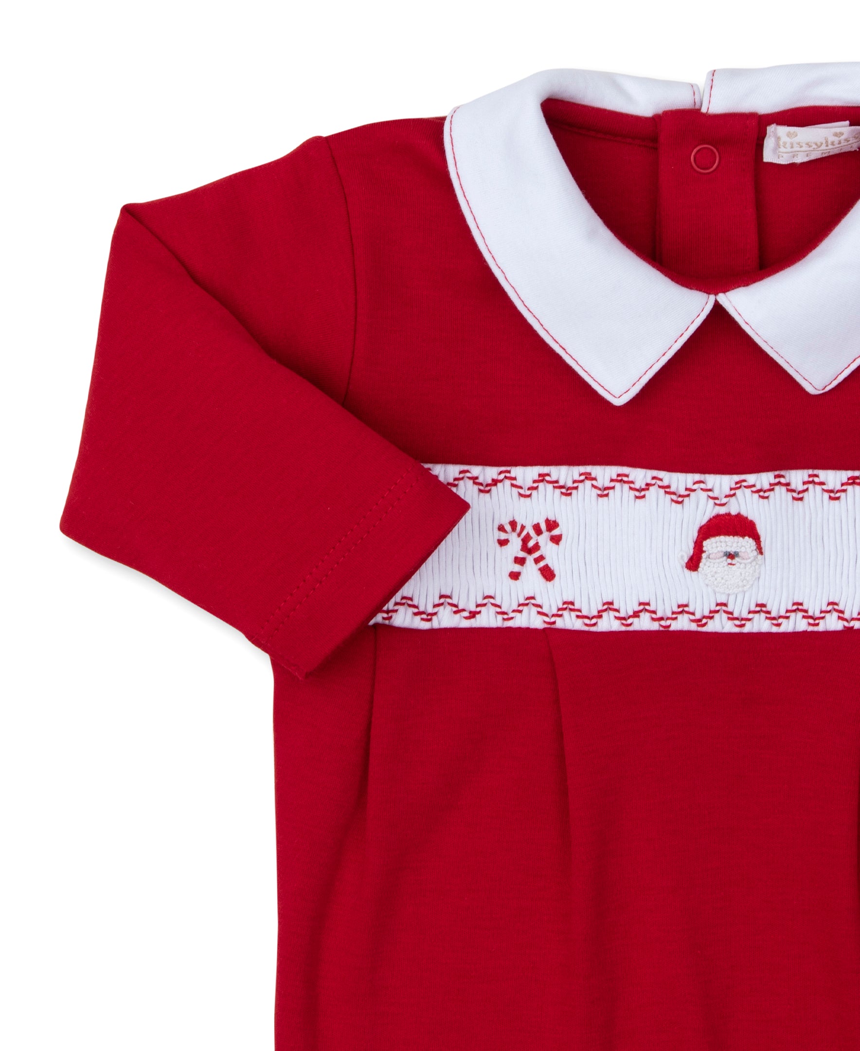 CLB Holiday Medley 26 Hand Smocked Footie w/Collar - Kissy Kissy