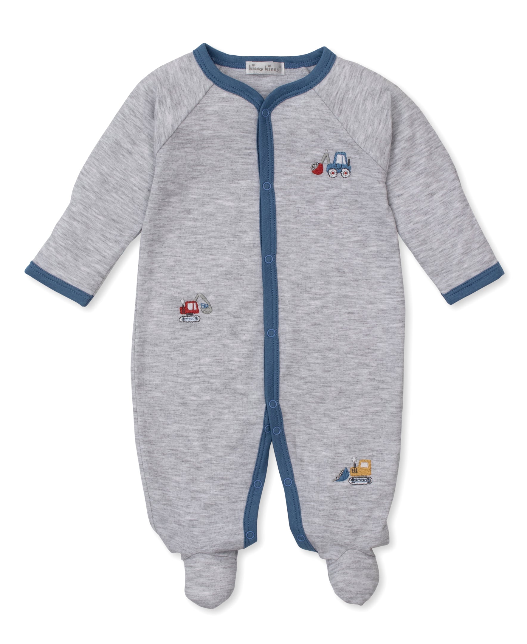 Construction Diggers Grey Footie - Kissy Kissy