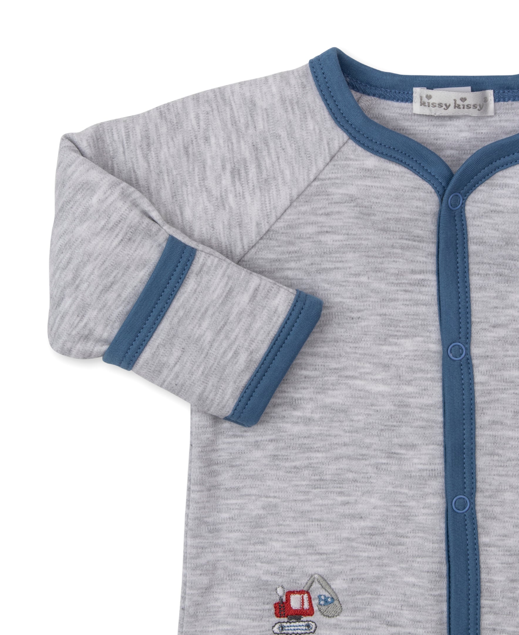 Construction Diggers Grey Footie - Kissy Kissy