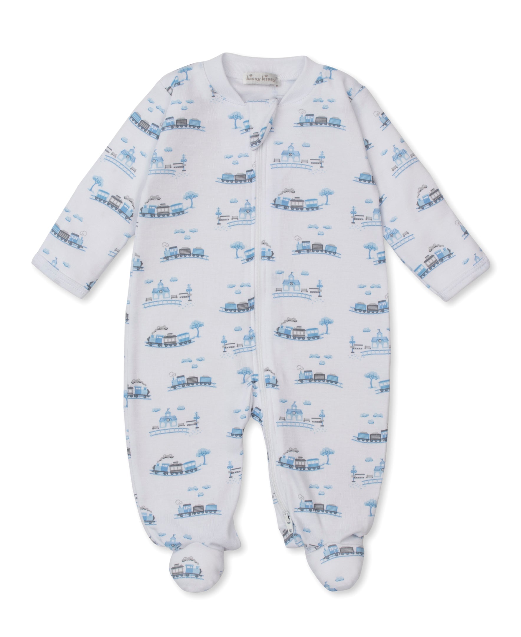 Roundabout Railroad Zip Footie - Kissy Kissy