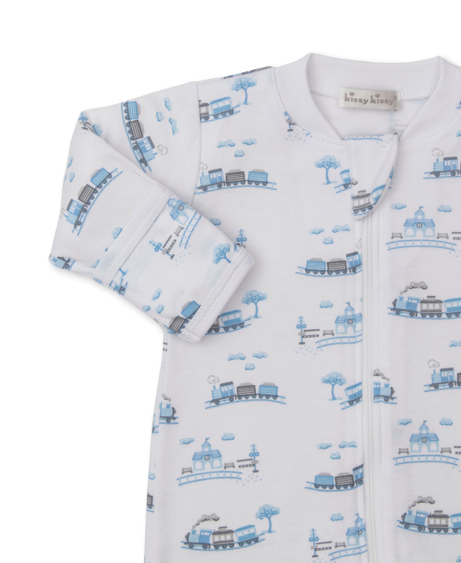 Roundabout Railroad Zip Footie - Kissy Kissy
