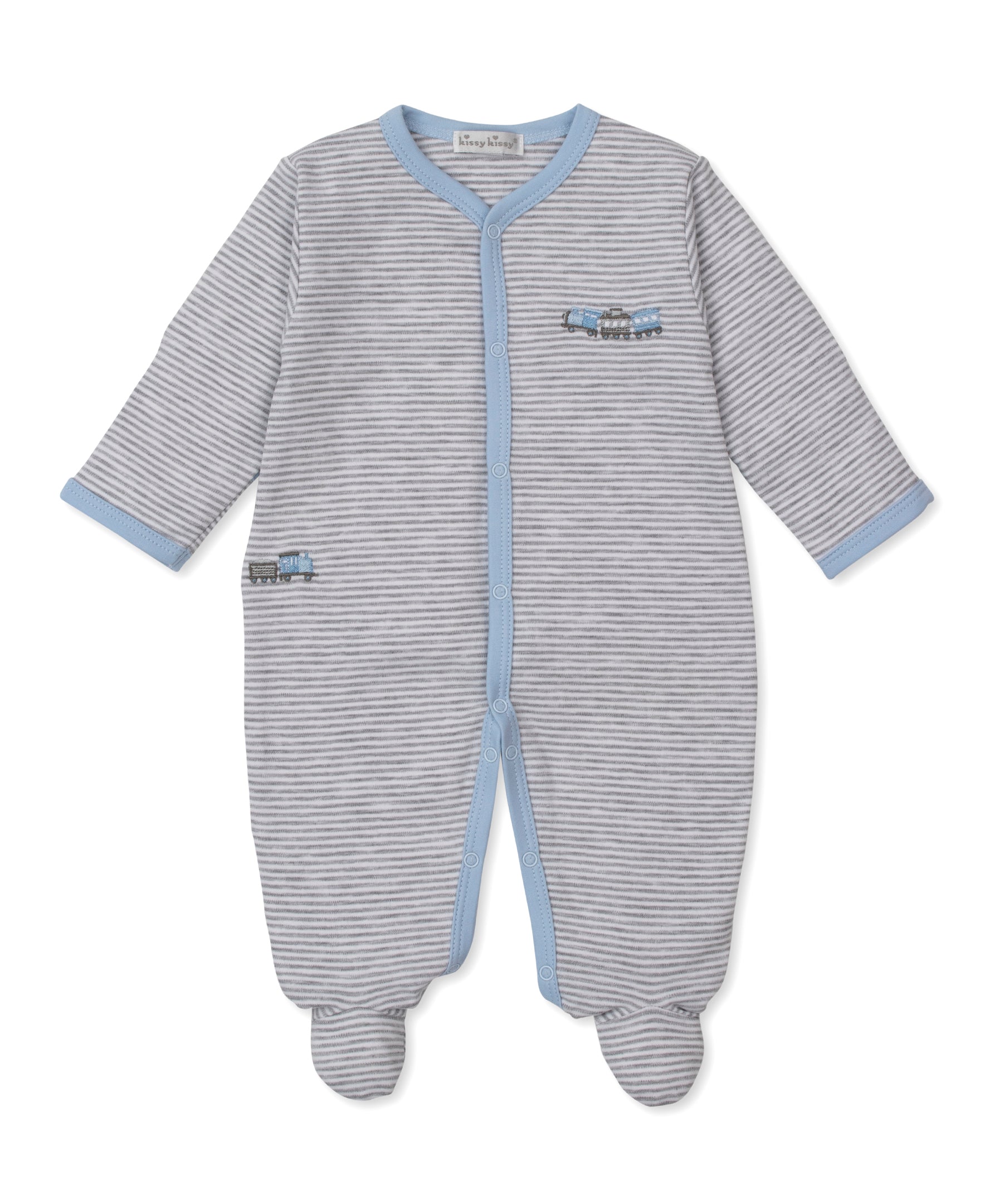 Roundabout Railroad Stripe Footie - Kissy Kissy