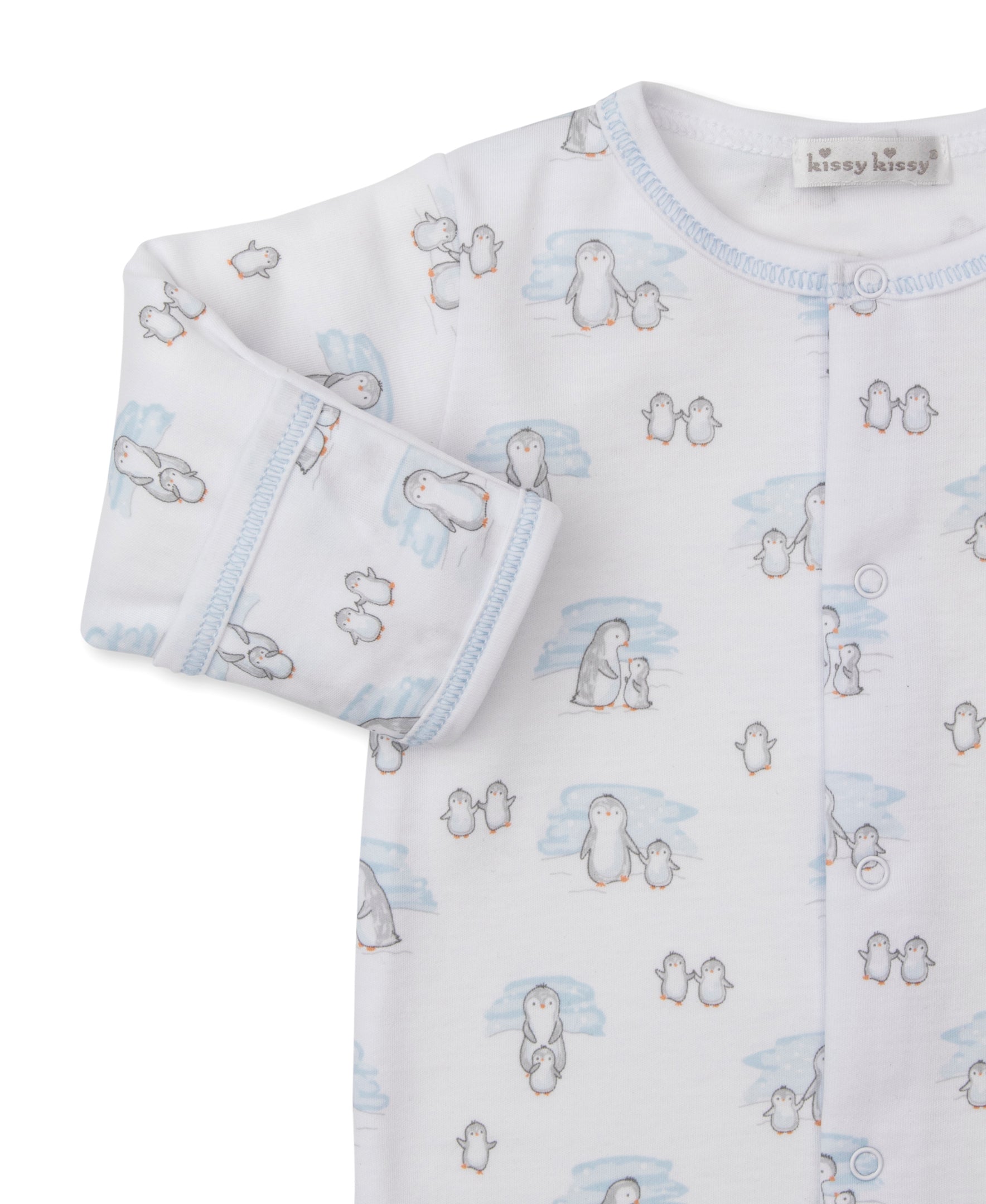 Snow Happy Penguins Blue Footie - Kissy Kissy