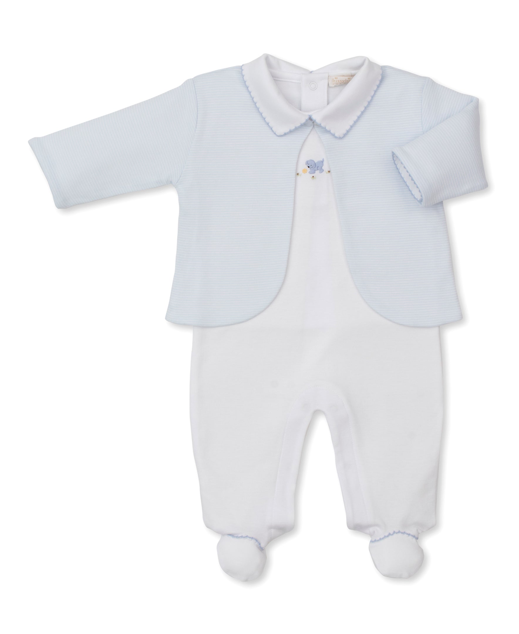 Premier Playful Pups Blue Footie & Jacket Set - Kissy Kissy