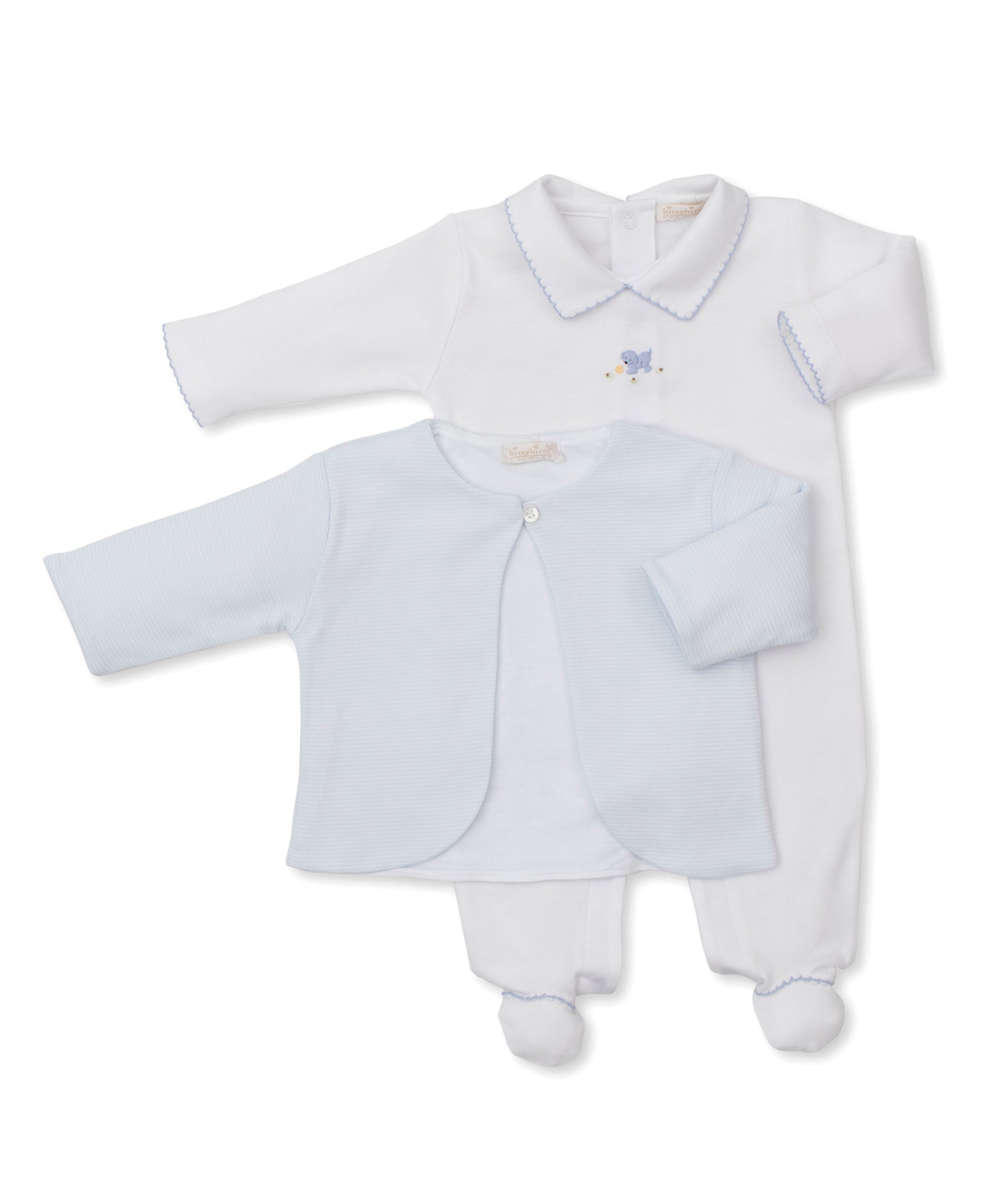 Premier Playful Pups Blue Footie & Jacket Set - Kissy Kissy