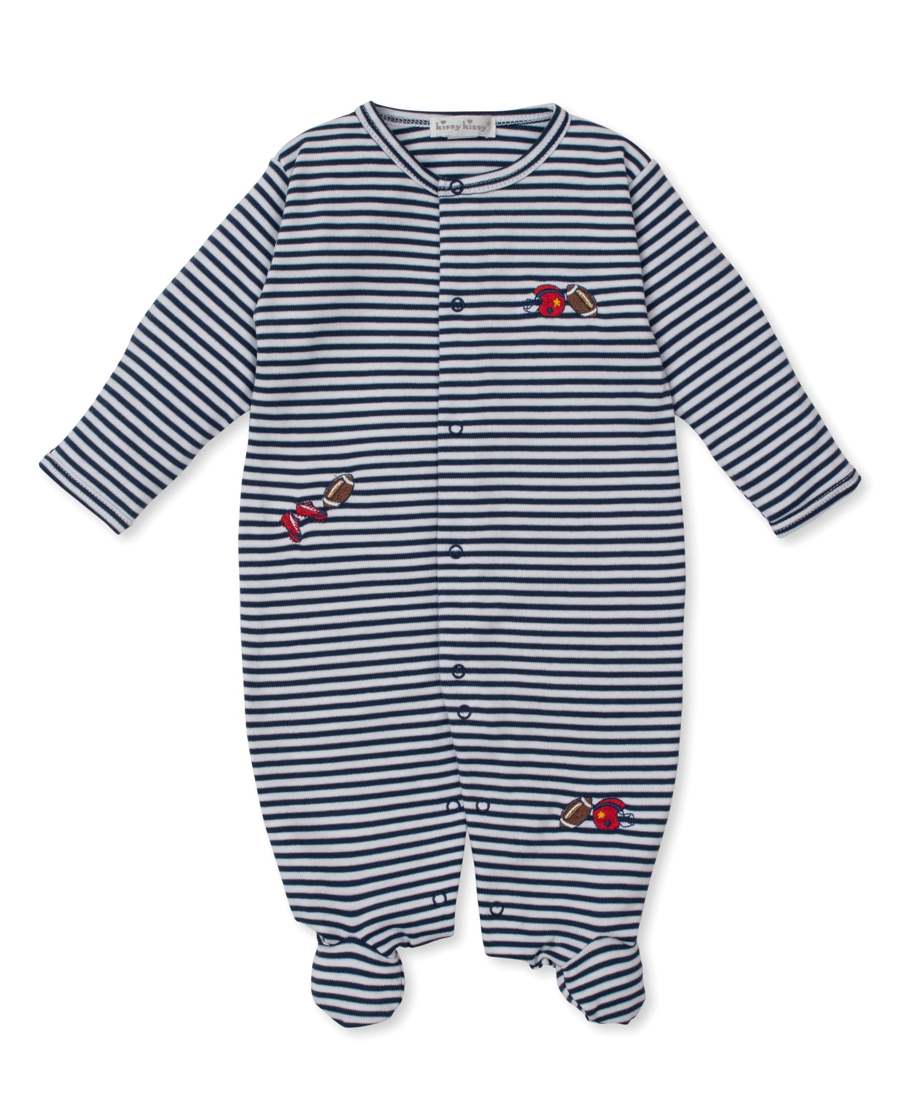 Football Fever Stripe Footie - Kissy Kissy