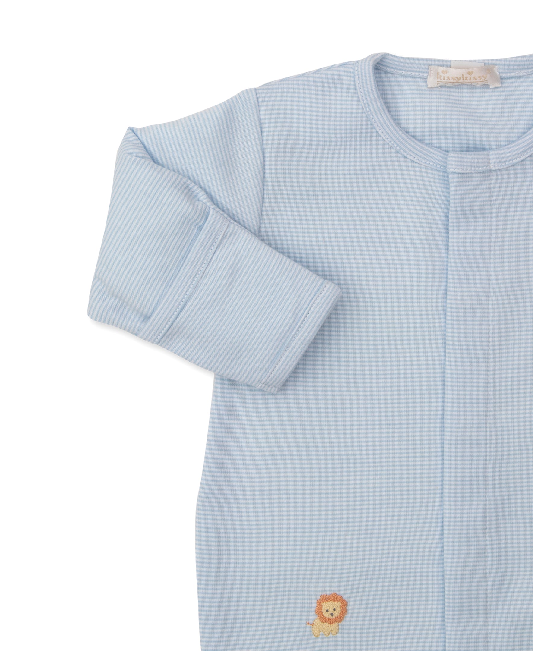 SCE Safari Wild Blue Stripe Hand Emb. Footie - Kissy Kissy