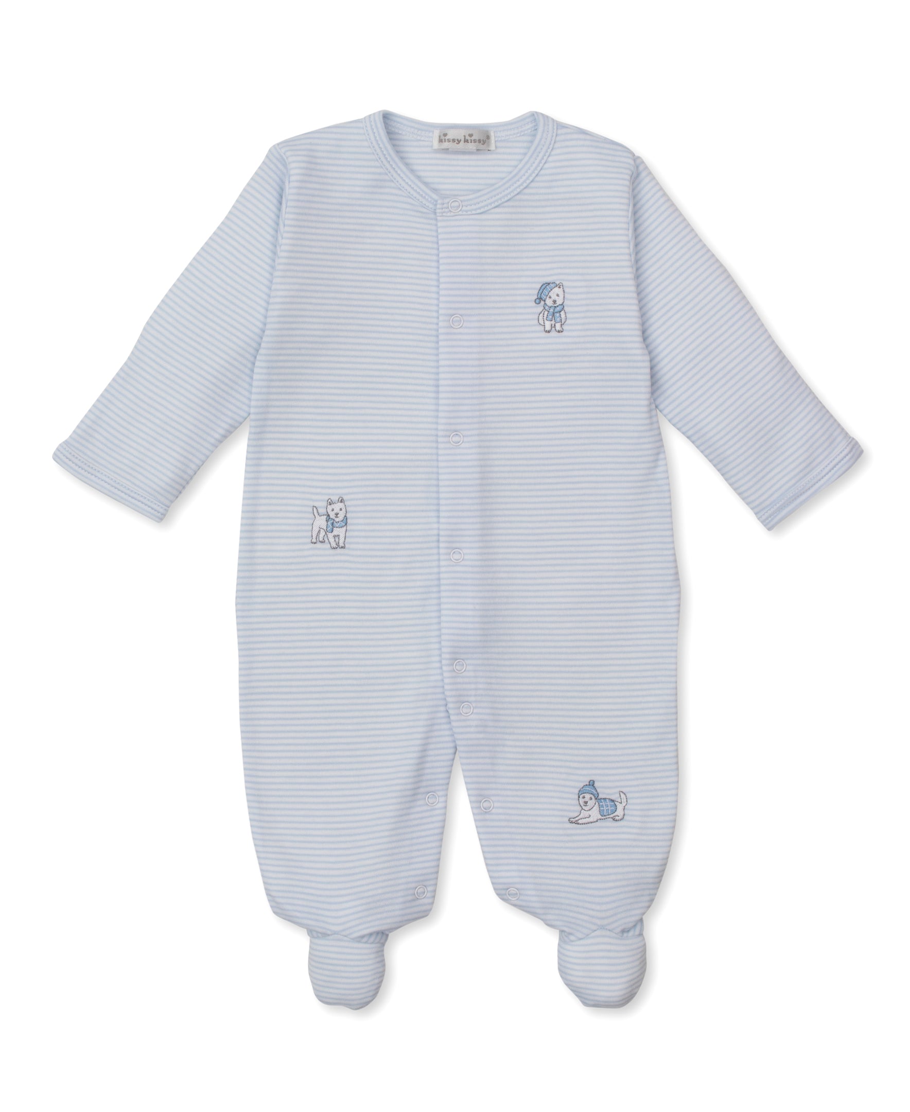 Pack of Pups Blue Stripe Footie - Kissy Kissy