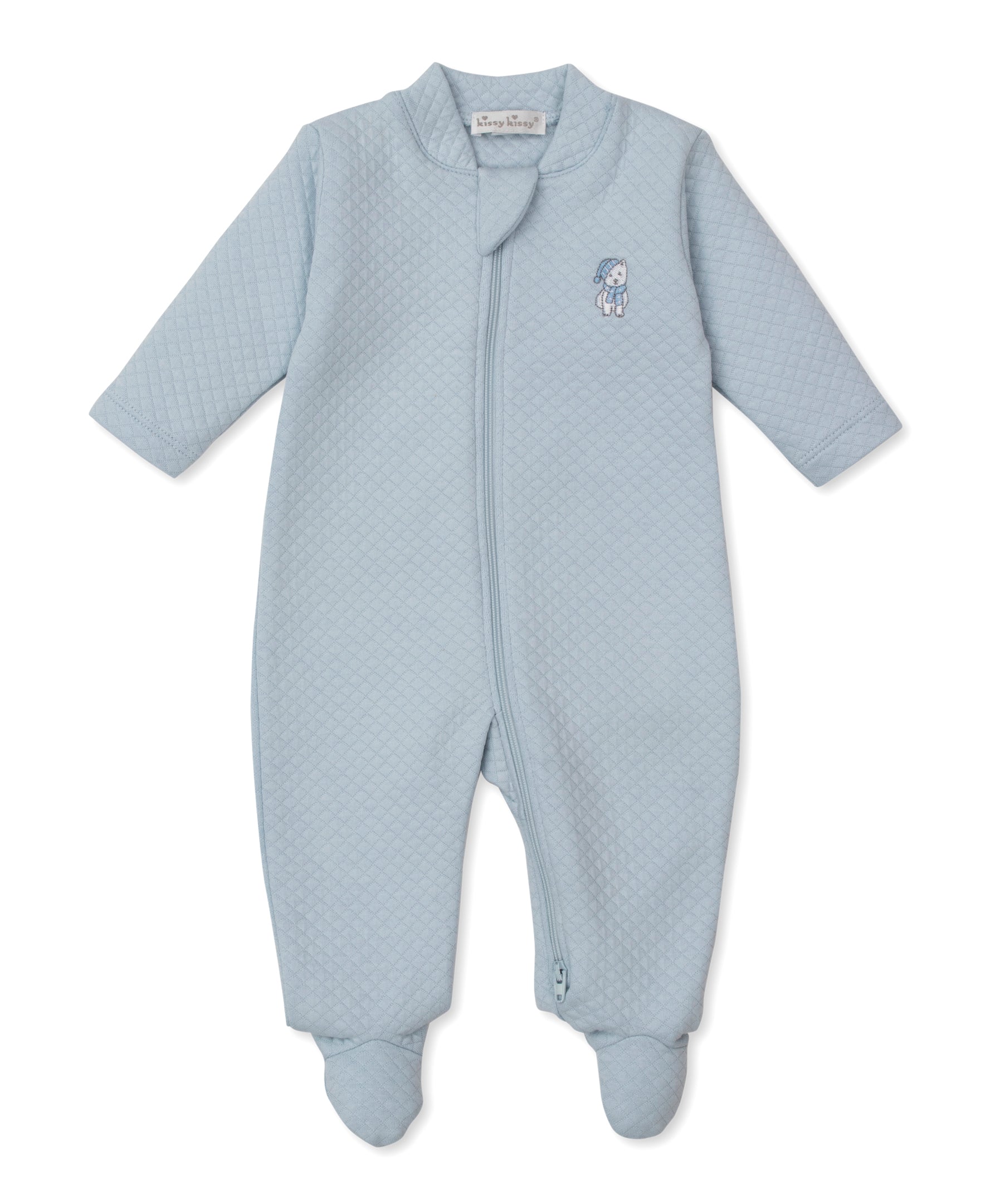 Pack of Pups Blue Jacquard Zip Footie - Kissy Kissy