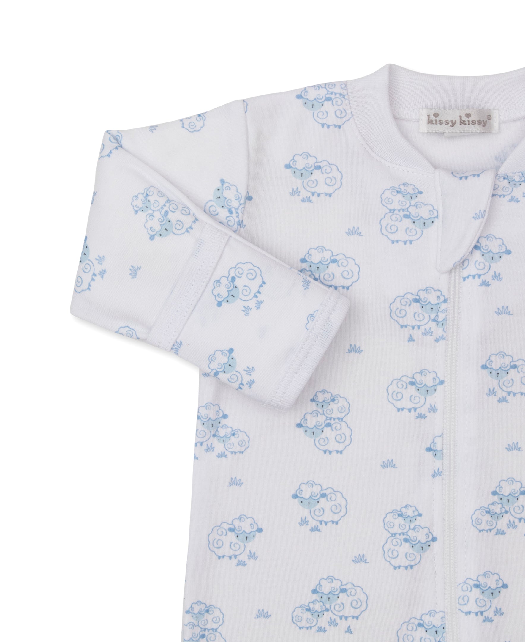 Sweet Sheep Blue Zip Footie - Kissy Kissy