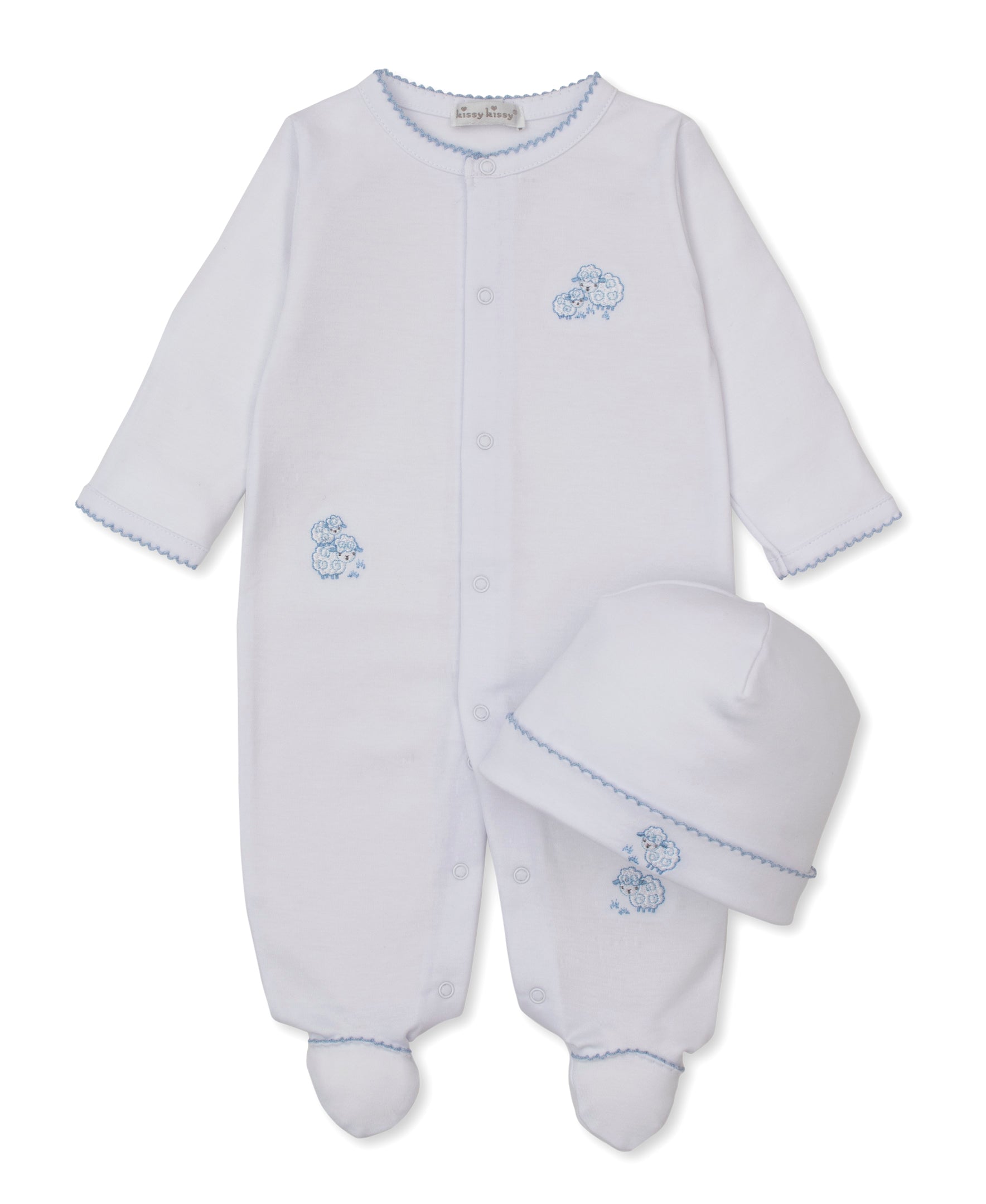 Sweet Sheep White/Blue Footie & Hat Set