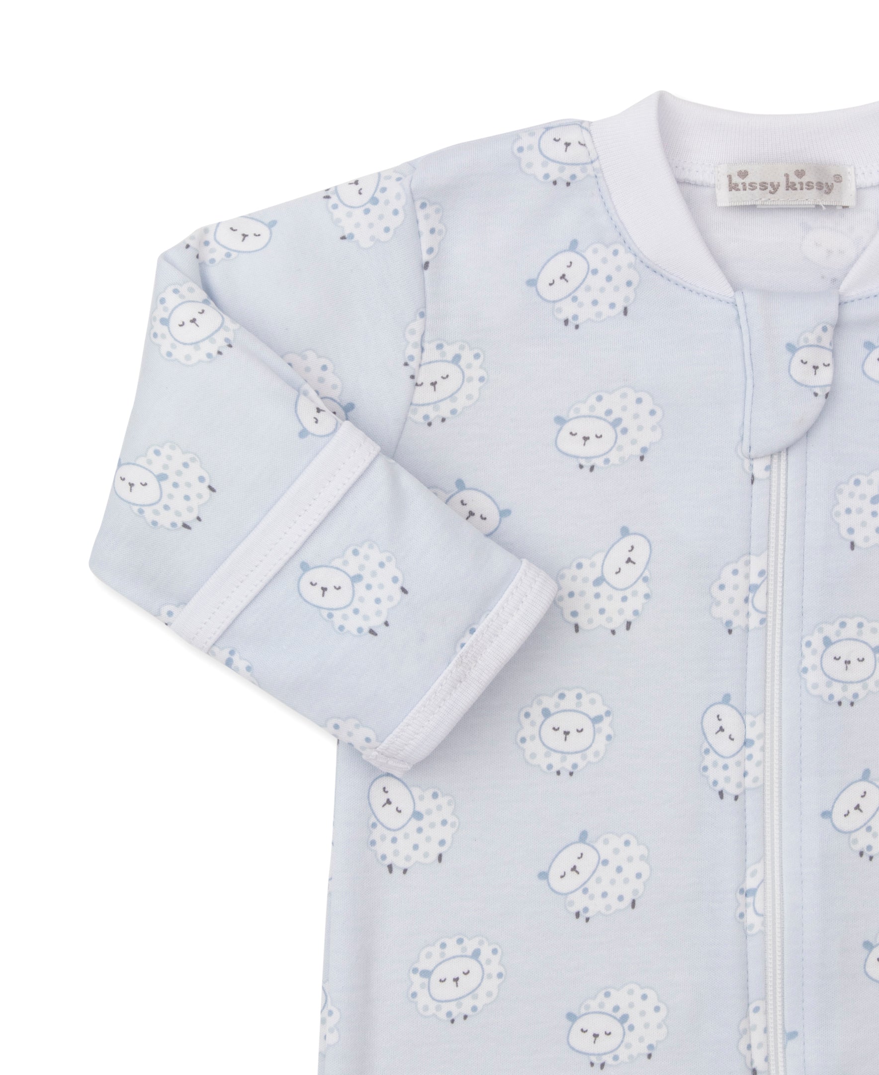 Fleecy Sheep Blue Zip Footie & Hat Set - Kissy Kissy