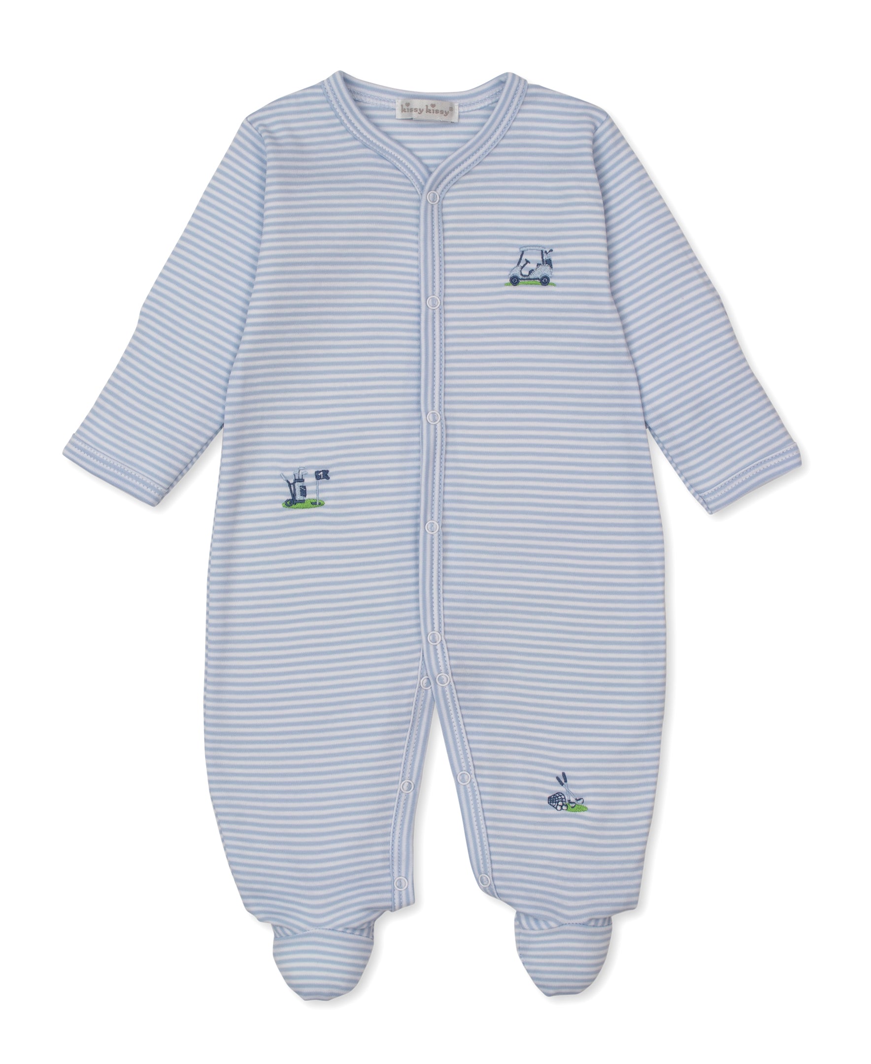 Golf Championship Blue Stripe Footie - Kissy Kissy