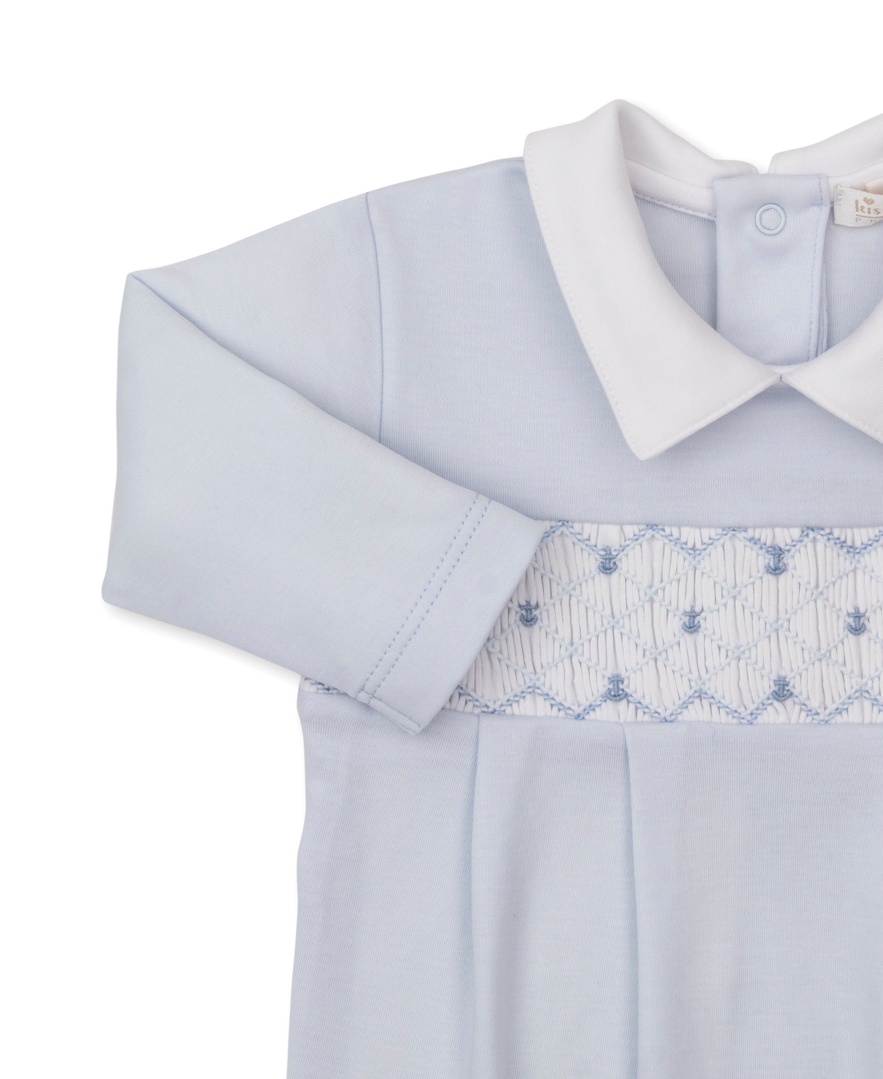 CLB Summer Anchors 26 Blue Hand Smocked Footie - Kissy Kissy