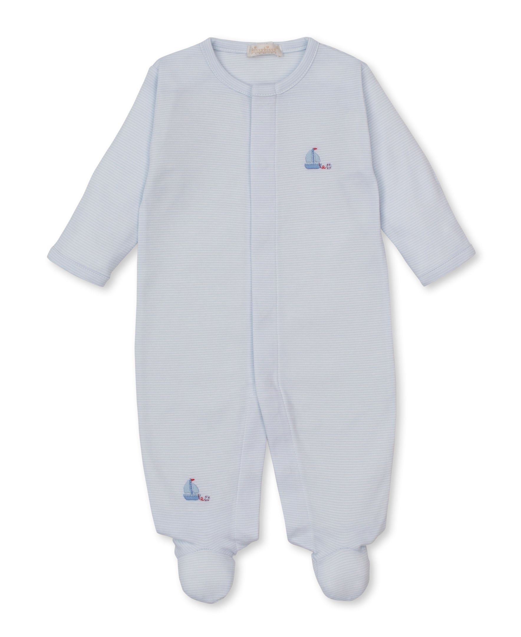 CLB Summer Medley 26 Blue Hand Emb. Stripe Footie