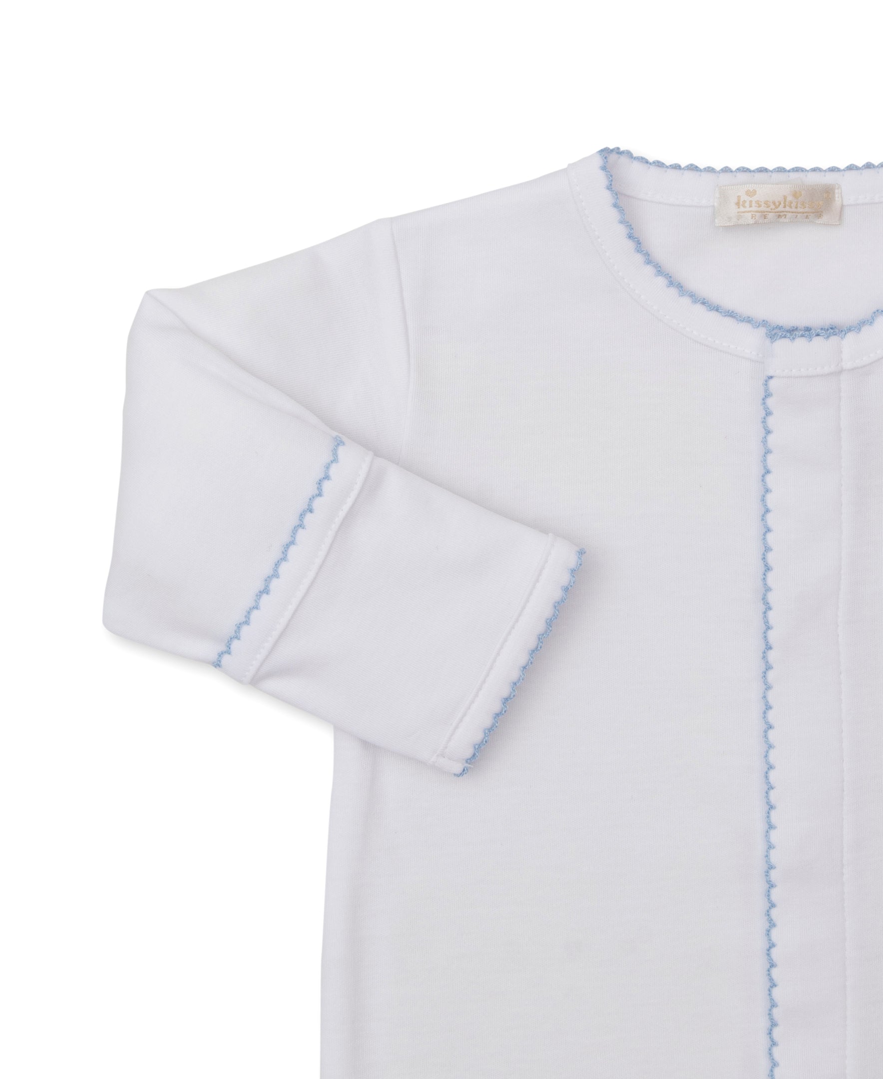 SCE Safari Party White/Blue Hand Emb. Footie - Kissy Kissy