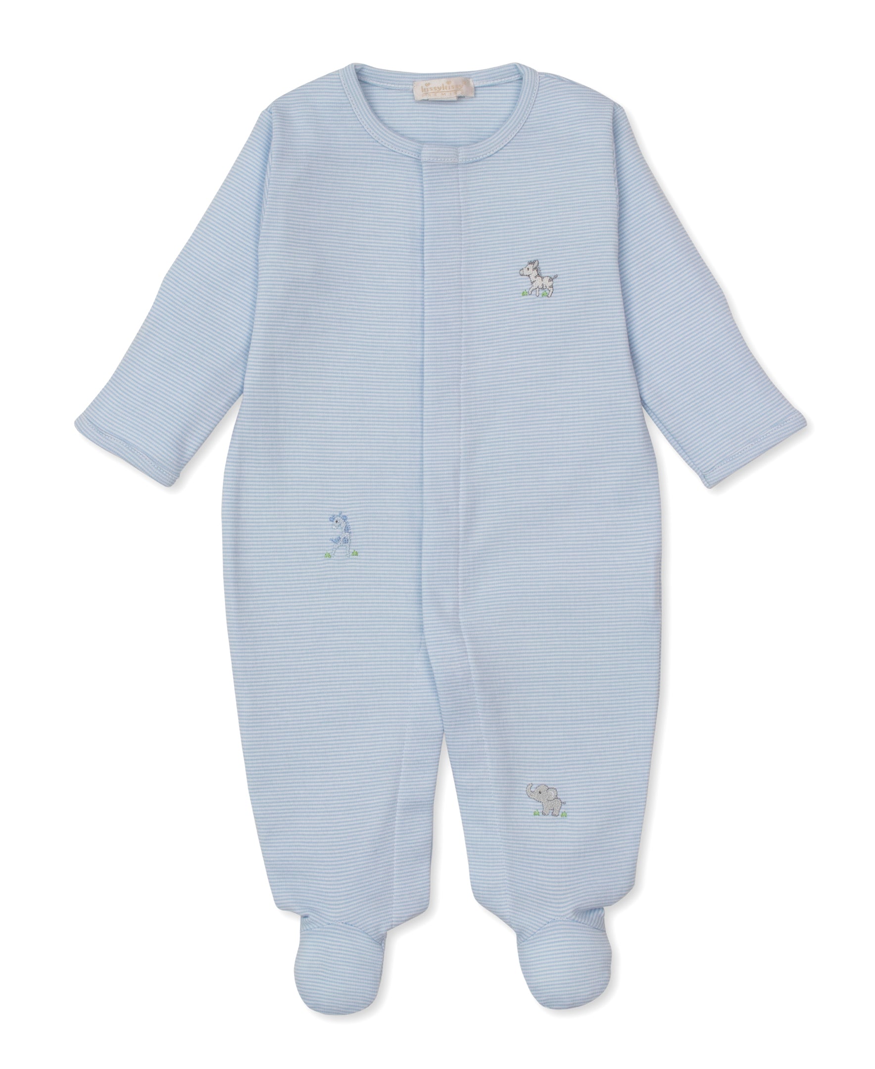 SCE Safari Party Blue Hand Emb. Stripe Footie