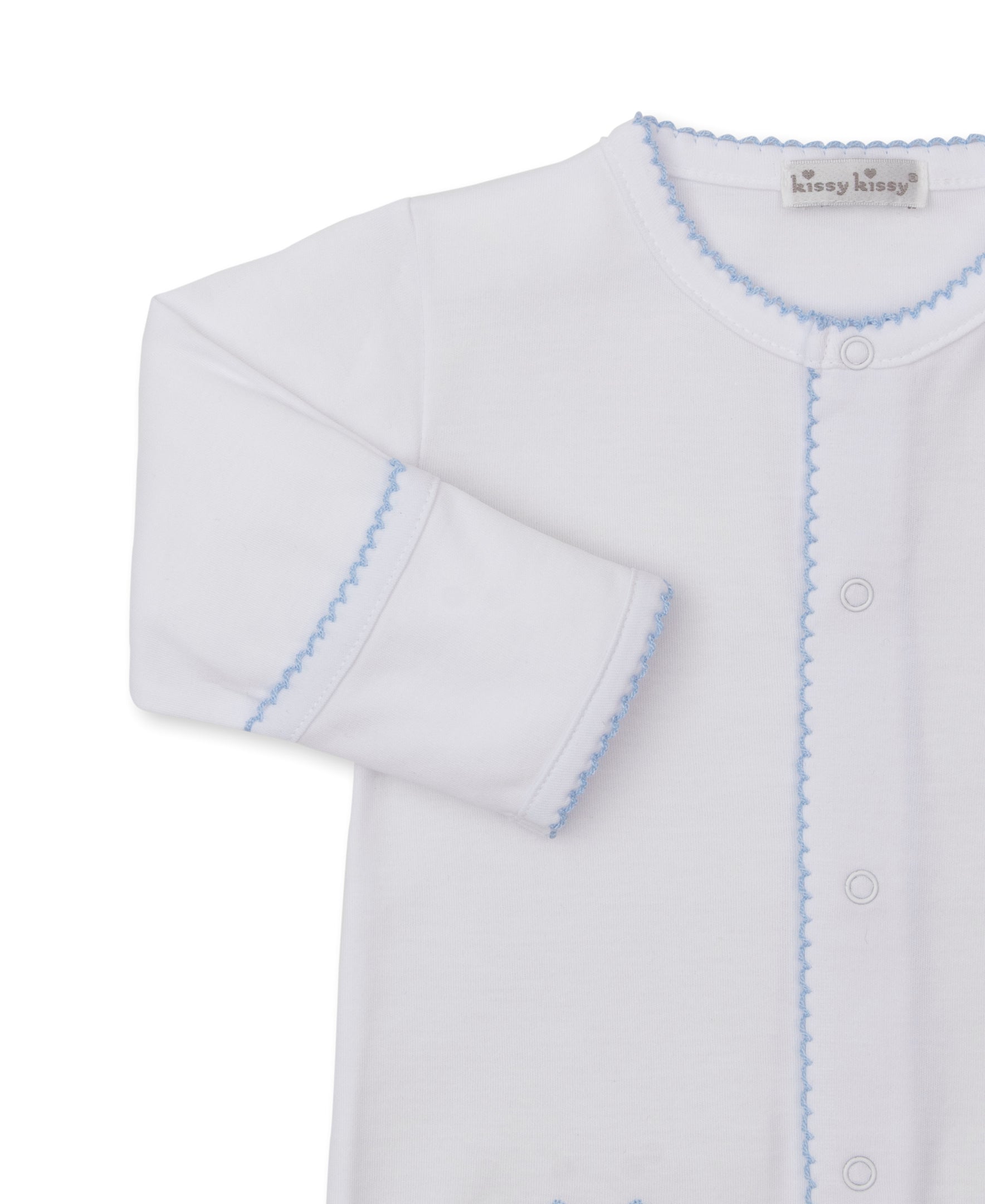 Springtime Bunny Fun White/Blue Footie & Hat Set - Kissy Kissy