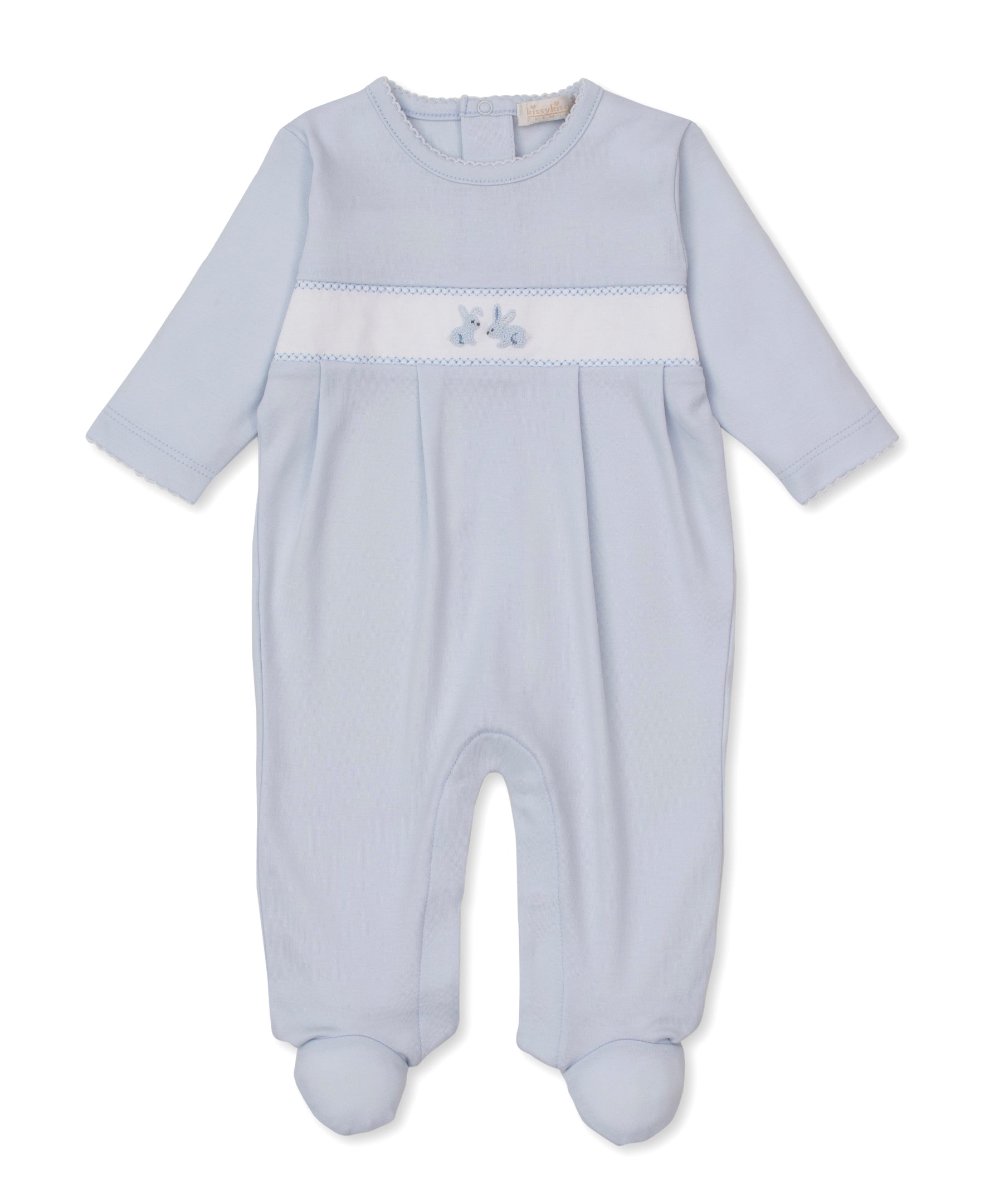 Premier Springtime Bunny Fun Blue Hand Emb. Footie - Kissy Kissy