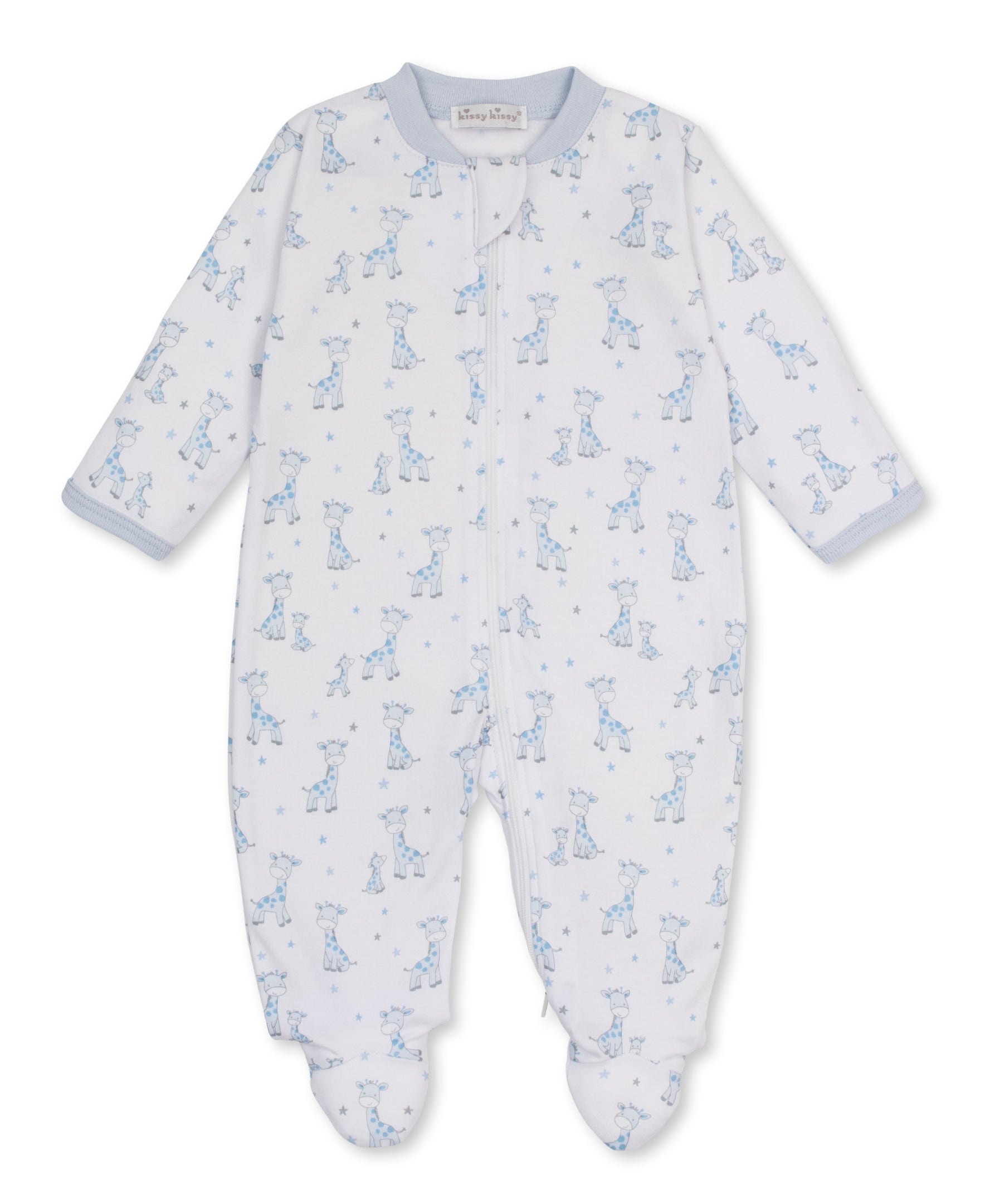 Just Giraffes Blue Zip Footie - Kissy Kissy