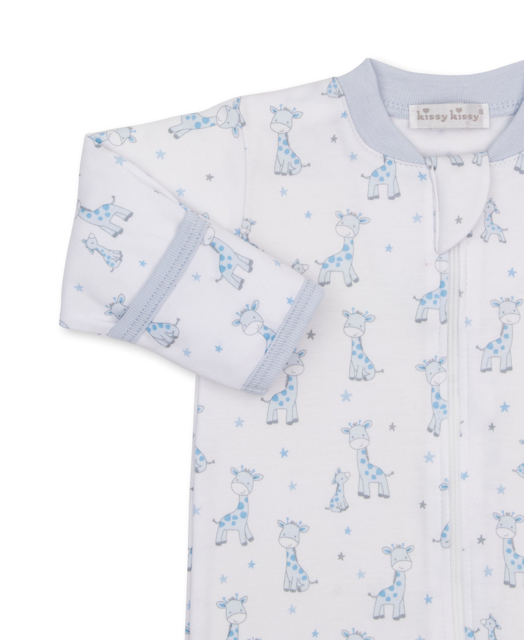Just Giraffes Blue Zip Footie - Kissy Kissy