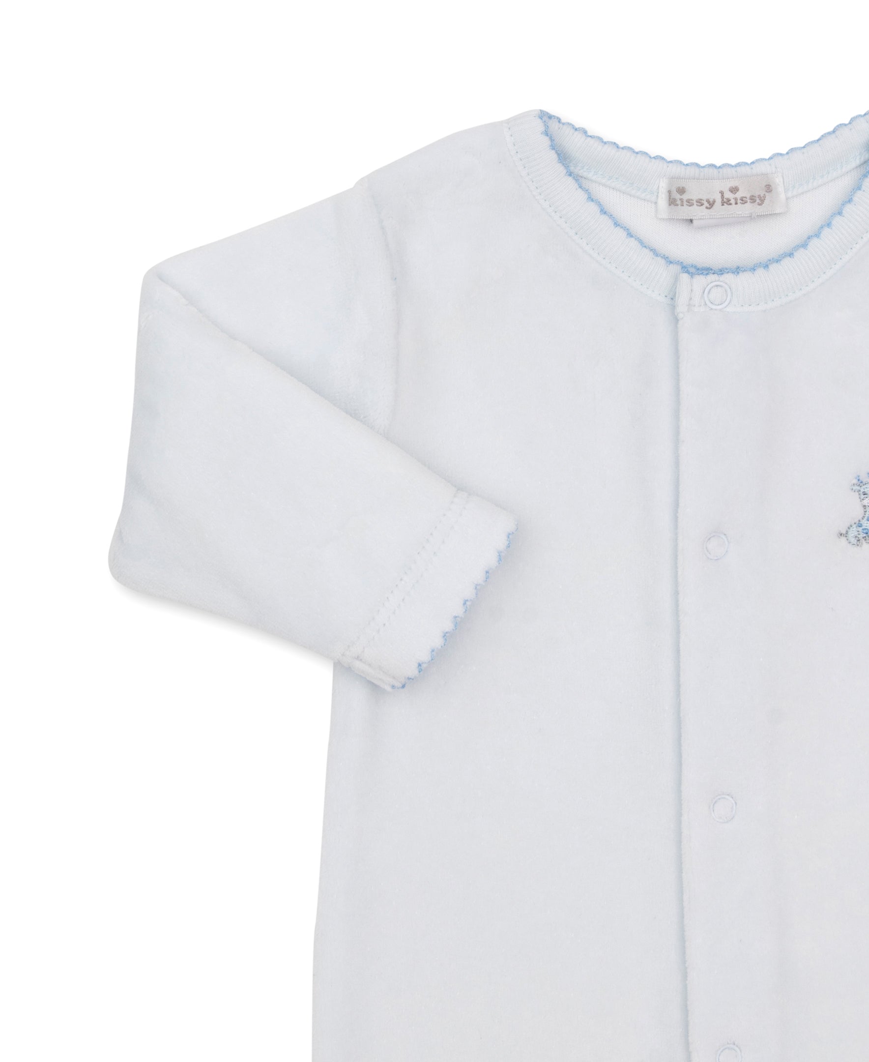 Just Giraffes Blue Velour Footie - Kissy Kissy
