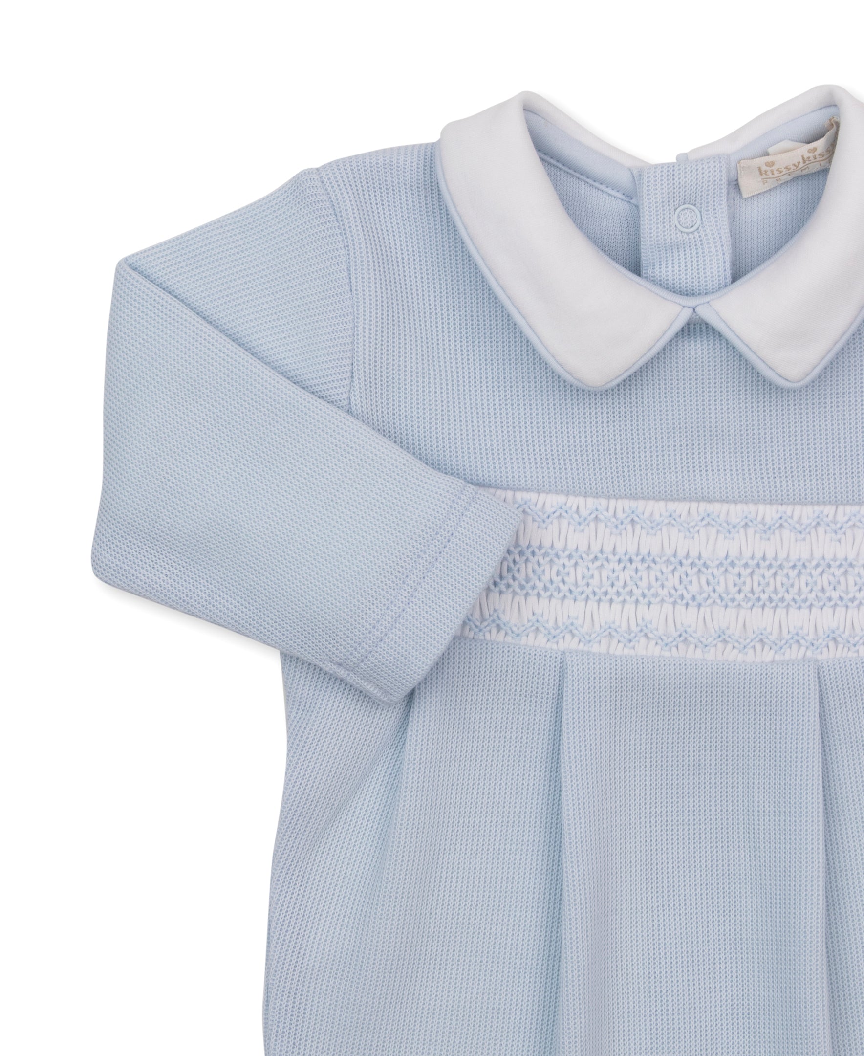 CLB Punto Ingles Blue Hand Smocked Footie - Kissy Kissy