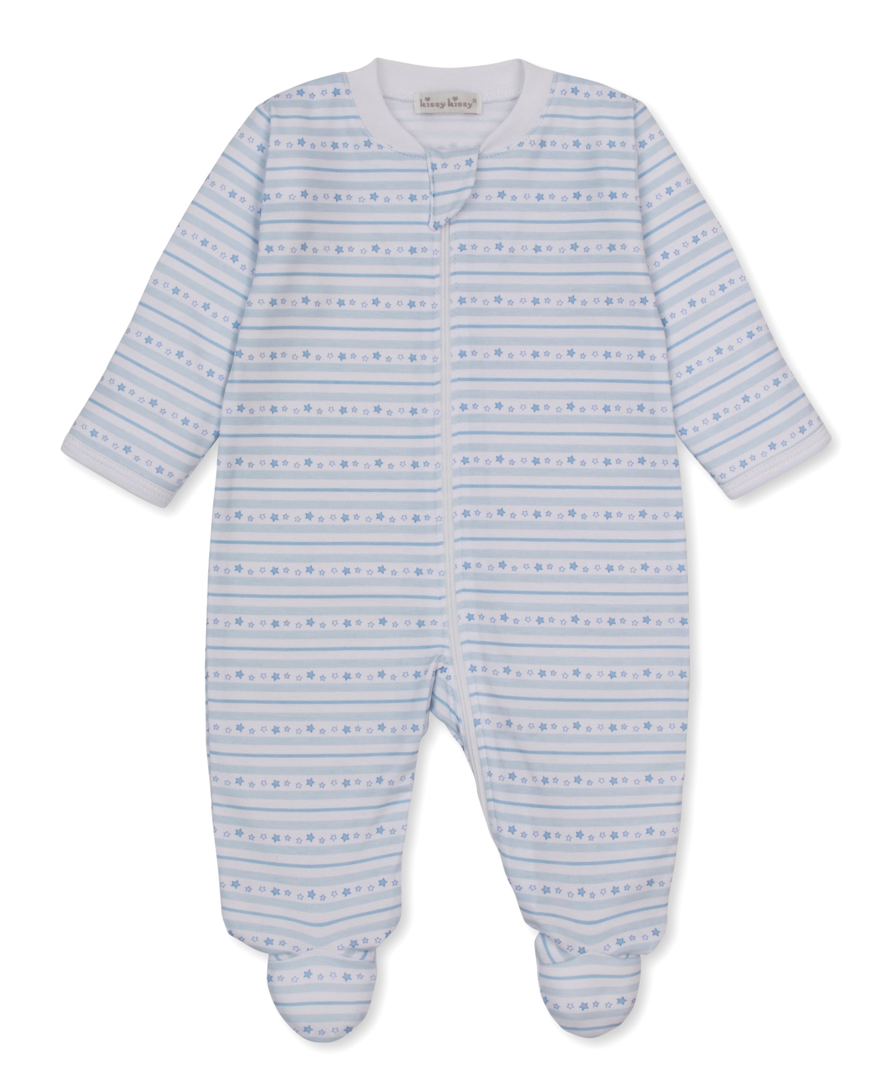 Starry Stripes Blue Zip Footie