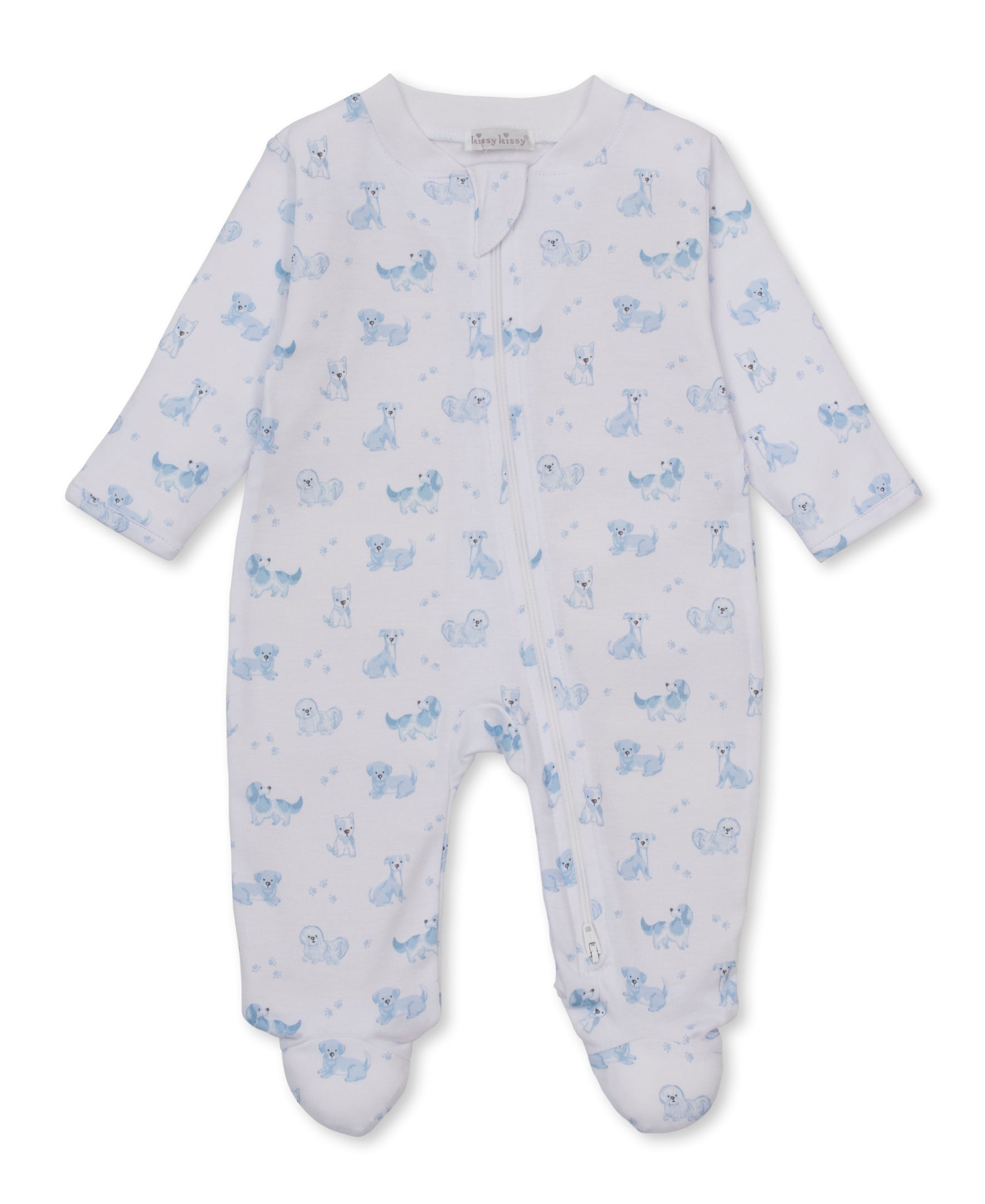 Puppy Paws Blue Zip Footie